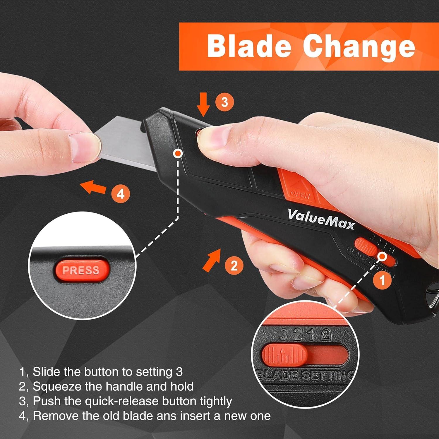 Cuchillo Cortador de Cajas ValueMax - 2 Paquetes, 10 Cuchillas