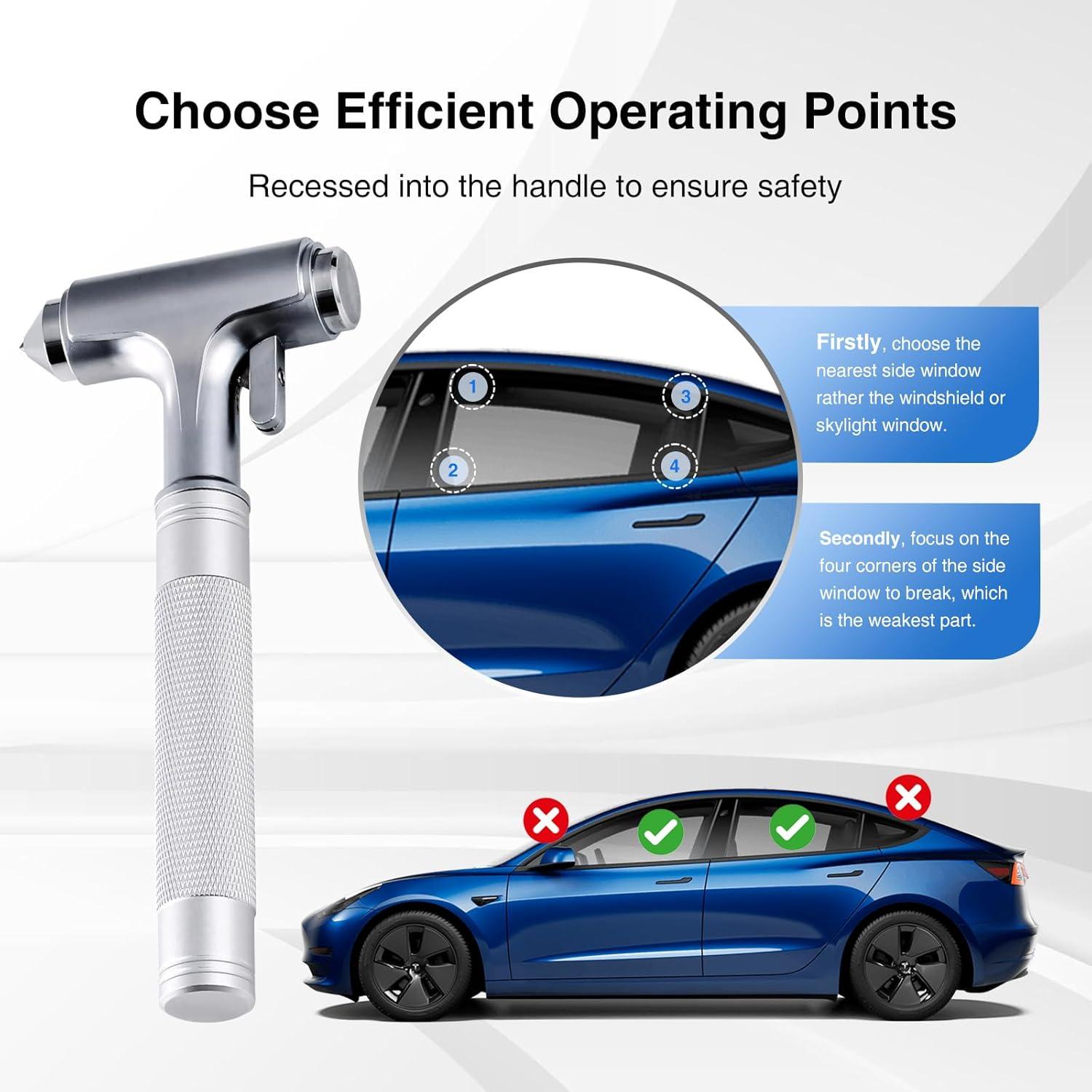 Martillo de Seguridad Tesheer para Coche - Rompevidrios y Cortador de Cinturones