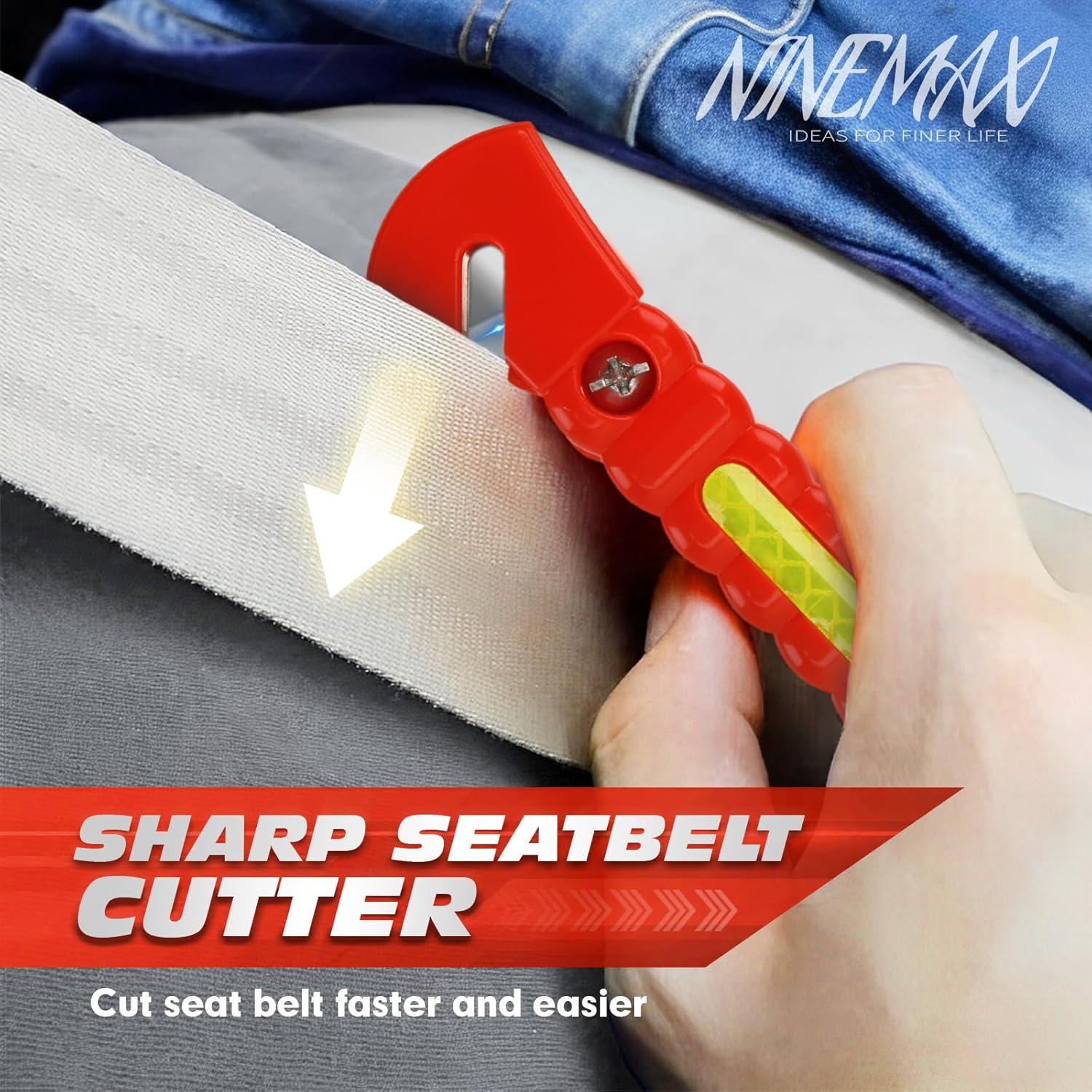 Martillo de Seguridad NINEMAX para Coche - 2 Piezas, Cortador de Cinturón