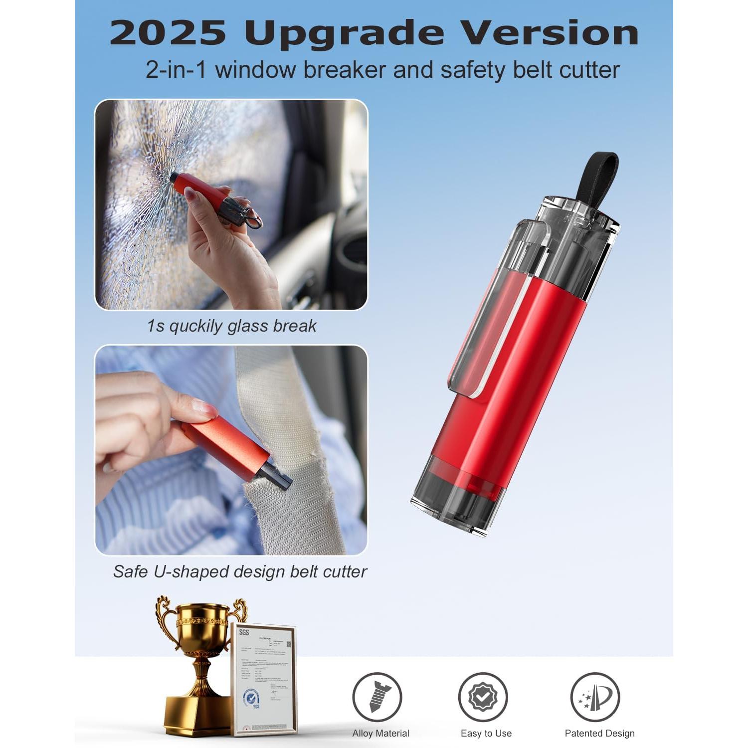 Rompedor de Ventanas y Cortador de Cinturón DooGooCoo Rojo