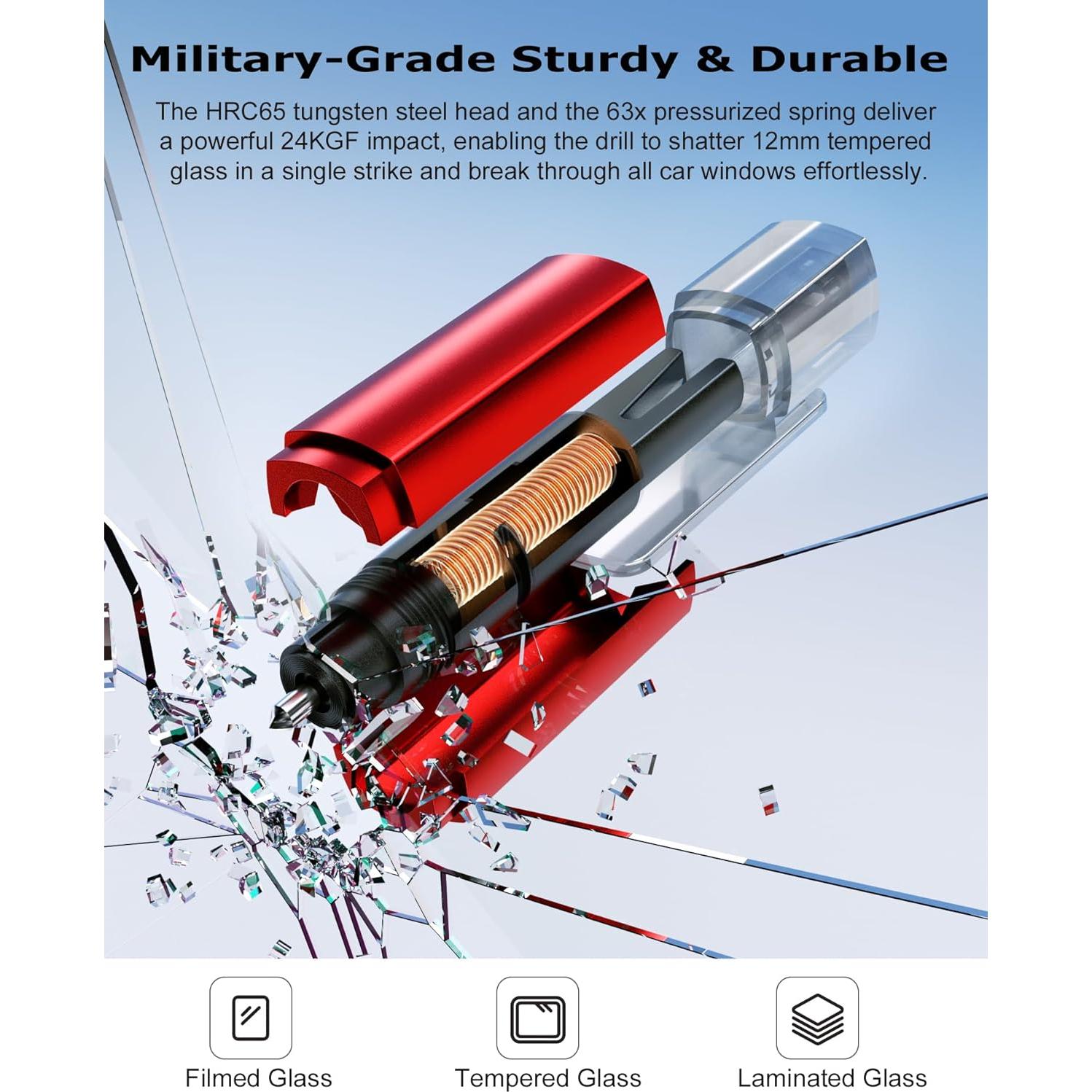 Rompedor de Ventanas y Cortador de Cinturón DooGooCoo Rojo