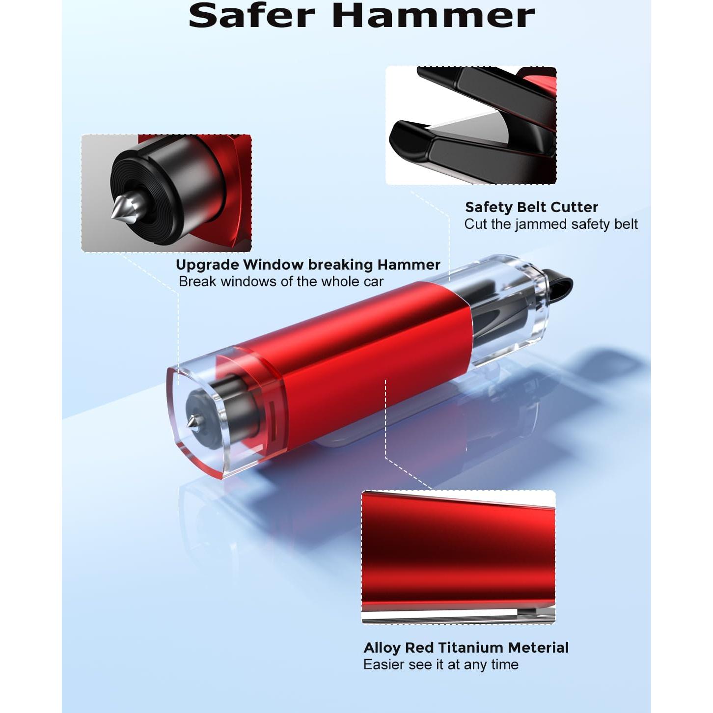 Rompedor de Ventanas y Cortador de Cinturón DooGooCoo Rojo