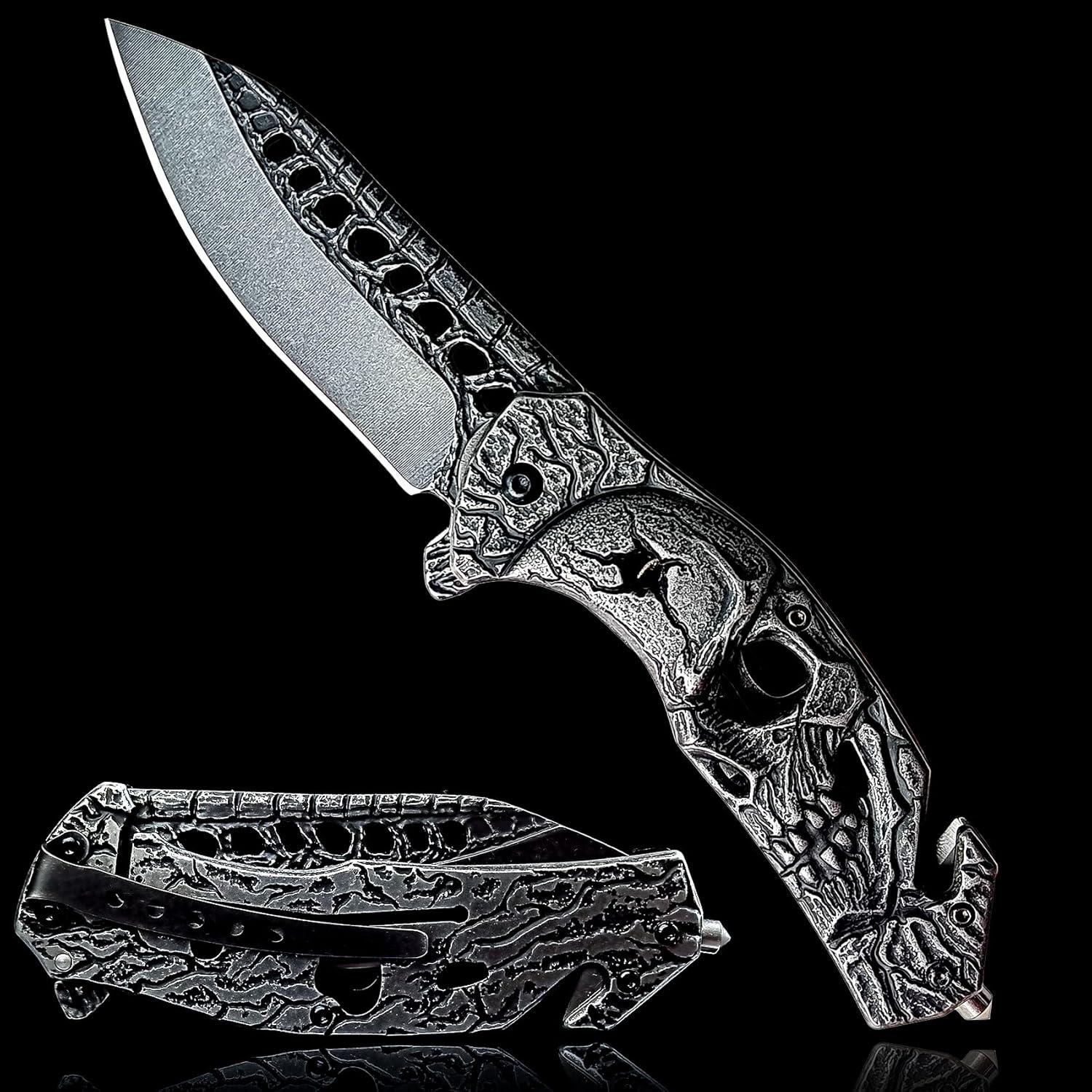 Cuchillo de bolsillo MADSMAUG con calavera 20.8 cm EDC