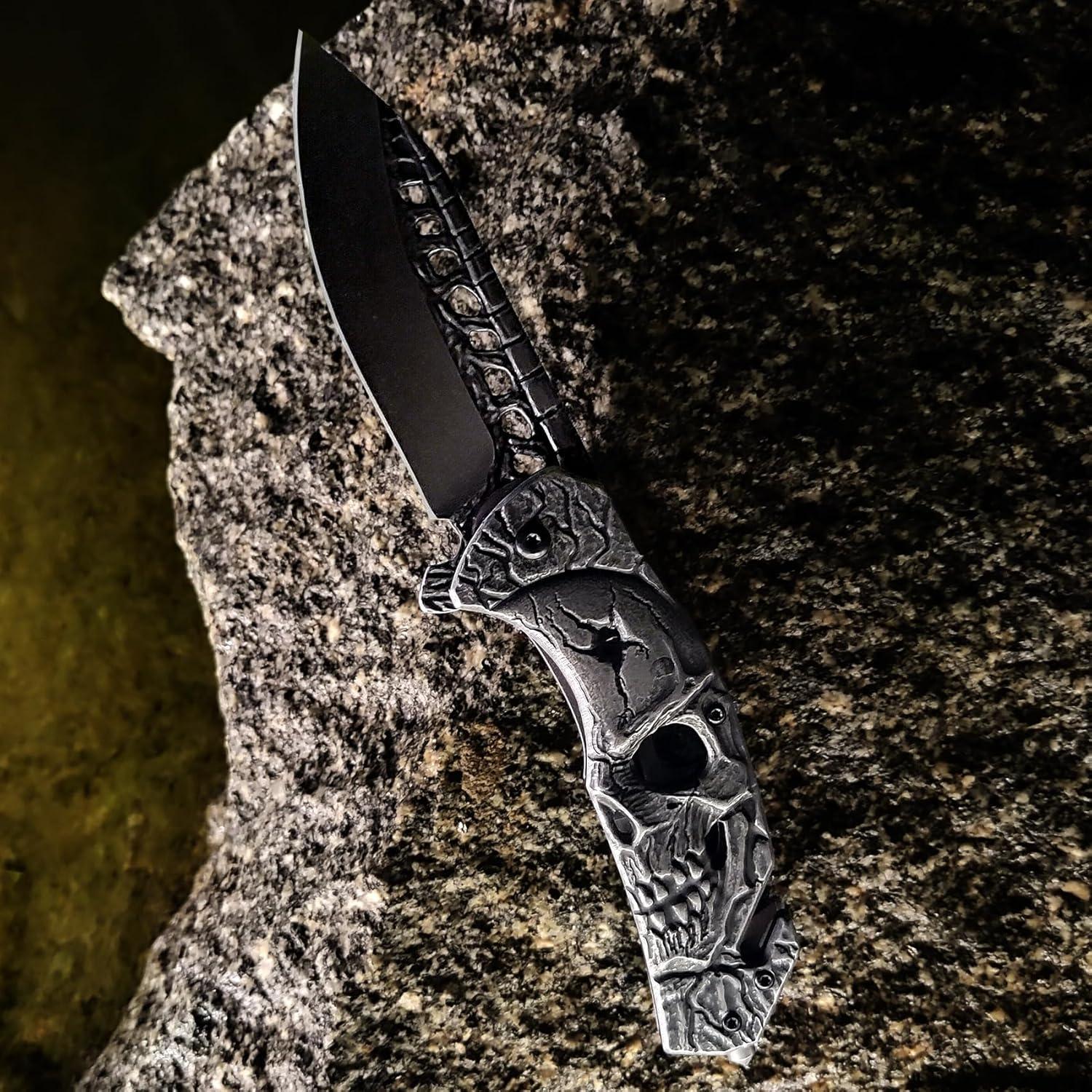 Cuchillo de bolsillo MADSMAUG con calavera 20.8 cm EDC