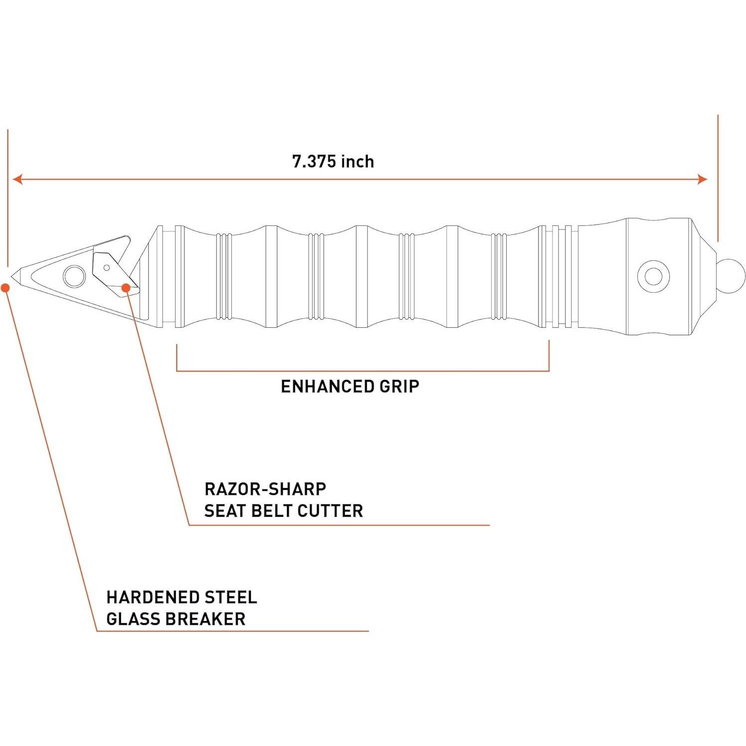 Herramienta de Emergencia Stinger KET-2: Rompedor de Cristales y Cortador de Cinturón