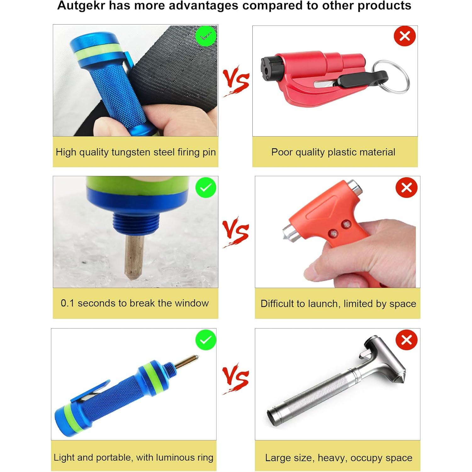 Cortador de Cinturón de Seguridad y Rompeventanas Autgekr Azul