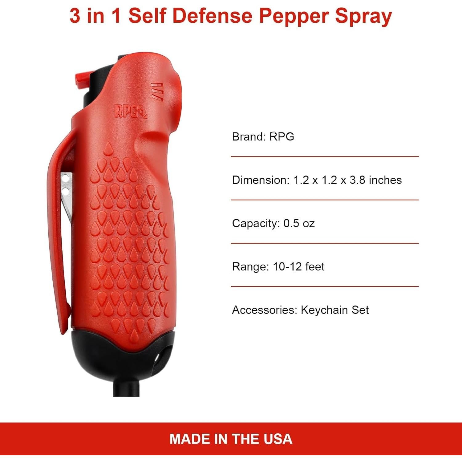 Spray de pimienta de autodefensa 3-en-1 RPG con cortador