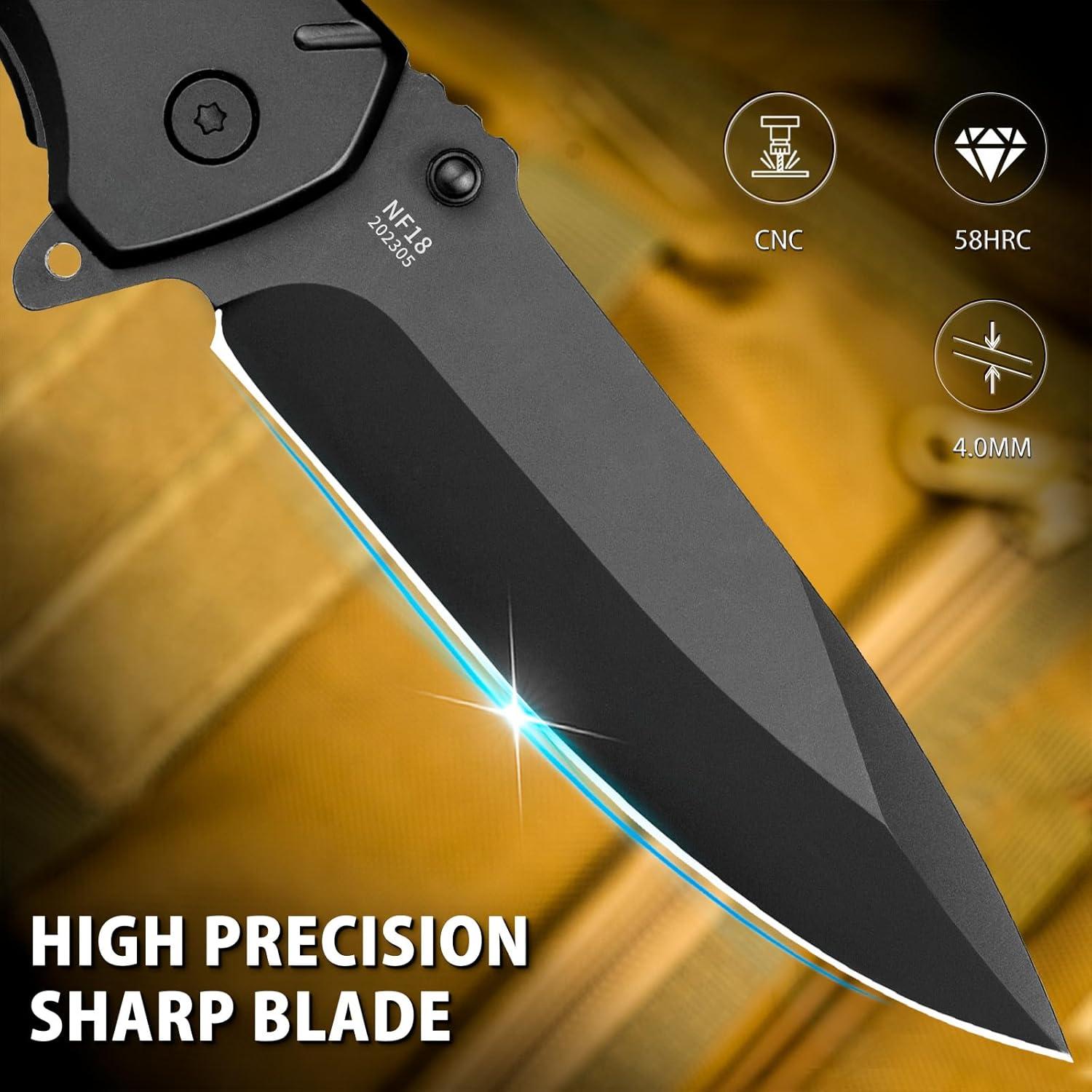 Navaja Plegable NedFoss NF18, Cuchillo 3 en 1 para Camping