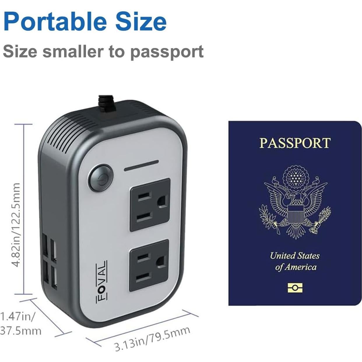 Inversor de Potencia FOVAL 200W 12V a 220V con 4 USB