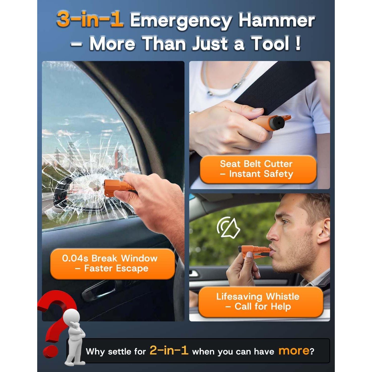 Herramienta de Escape 3 en 1 YLAOSIOA - Rompedor de Vidrio y Cortador de Cinturón