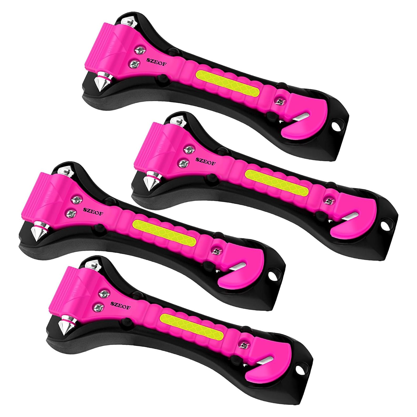 Rompeventanas de coche SZEOF 2 en 1 con cortador rosa