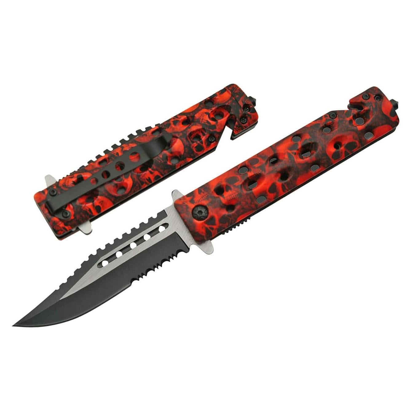 Cuchillo Plegable Táctico SZCO Calavera 21.6 cm Acero Inoxidable