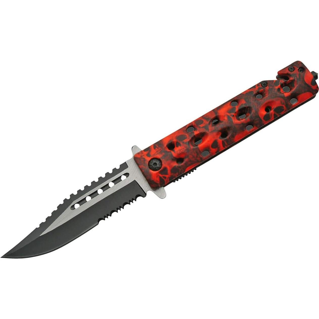 Cuchillo Plegable Táctico SZCO Calavera 21.6 cm Acero Inoxidable