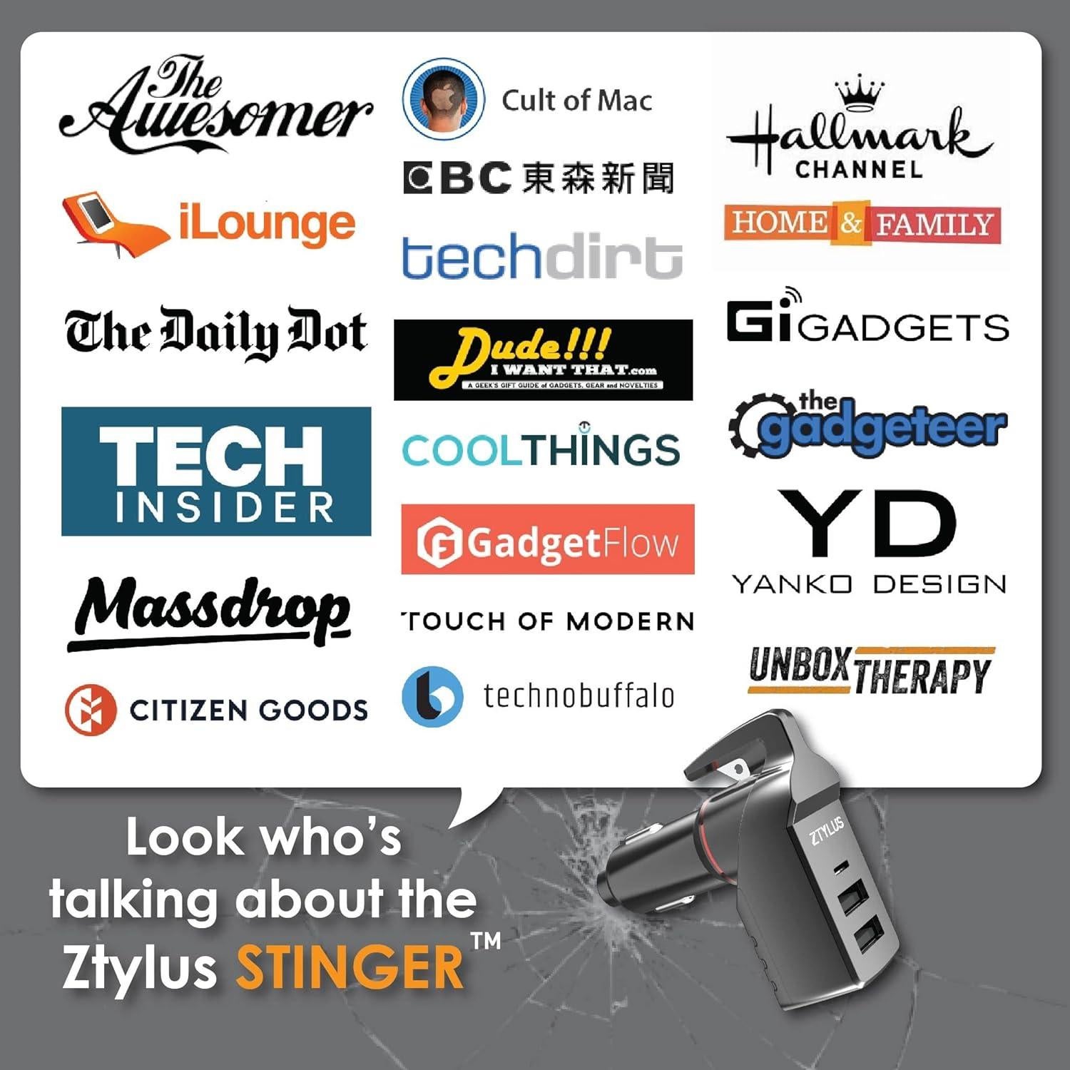 Cargador de coche USB Ztylus Stinger 3.0A + Herramienta de escape