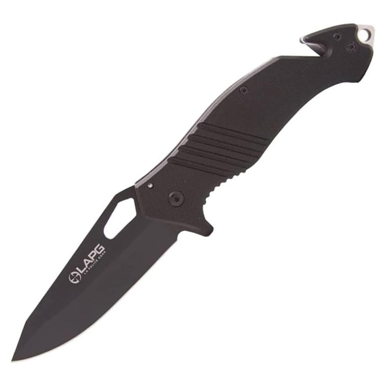 Cuchillo Plegable EDC LA Police Gear Punta Caída Negro 12.7 cm