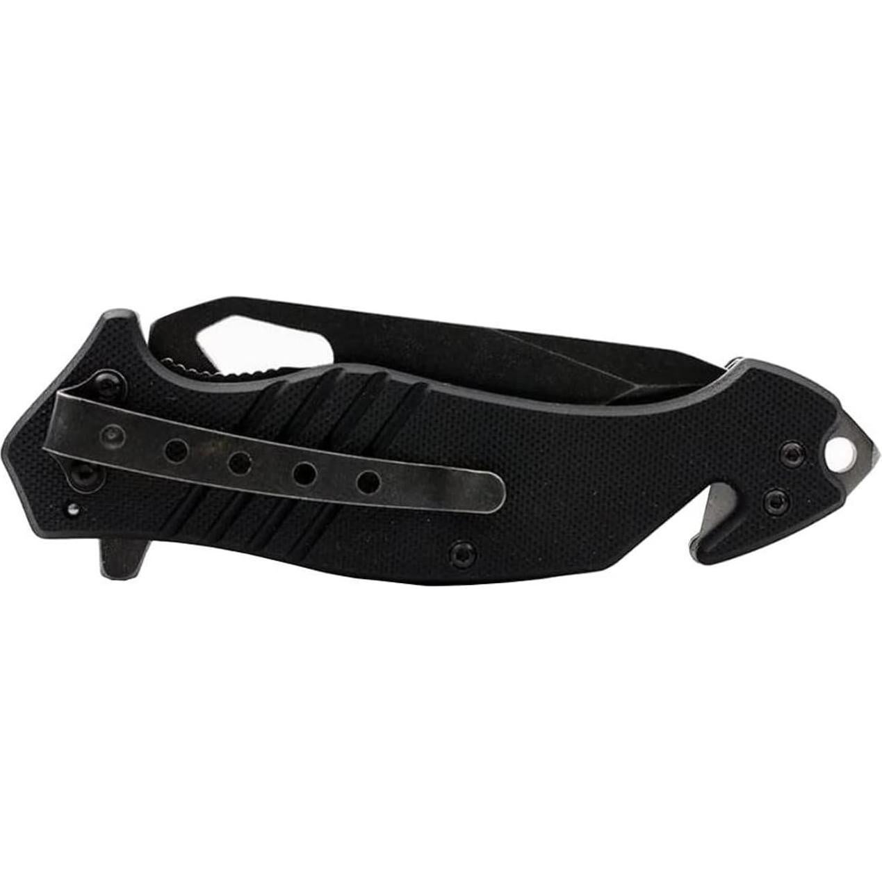 Cuchillo Plegable EDC LA Police Gear Punta Caída Negro 12.7 cm