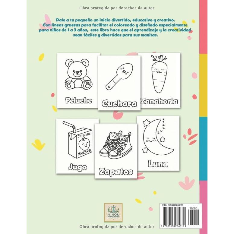 Mi Primer Libro Para Colorear Para Niños: Cosas Contidianas : Líneas Gruesas Para Colorear Fácilmente : Para niños de 1 a 3 Años (Spanish Edition)