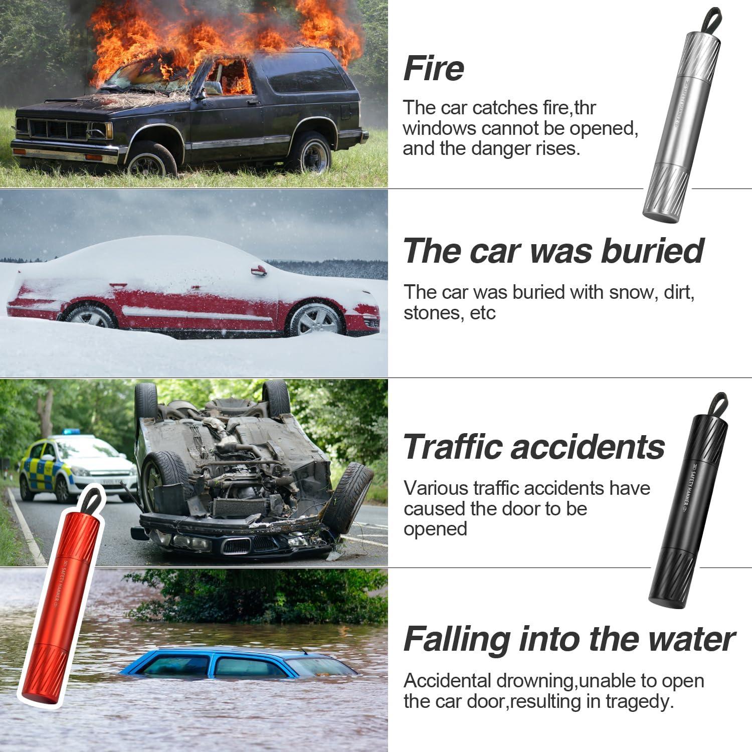 Martillo de Emergencia Aukmak Rompe Vidrios y Cortador de Cinturón