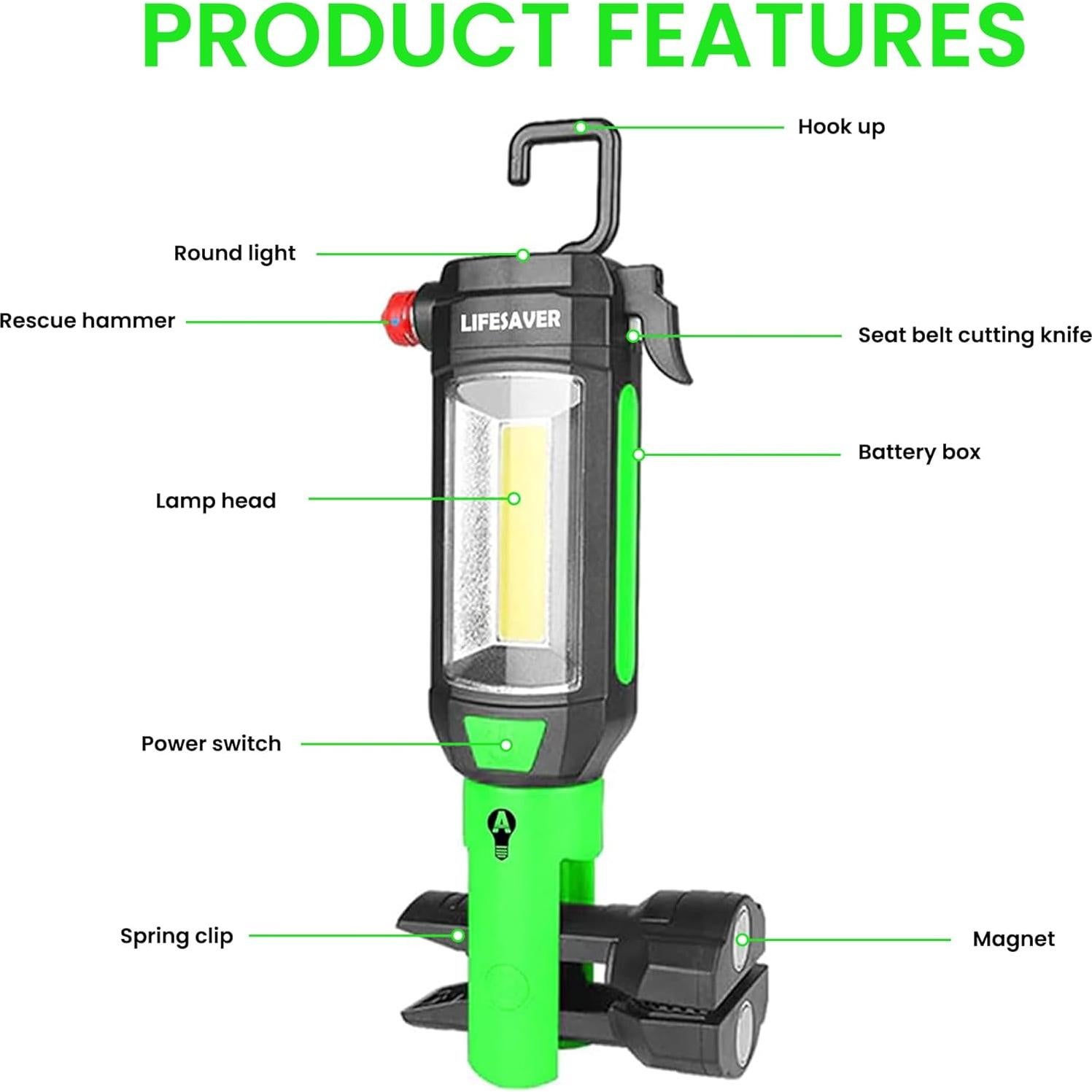 AlltroLite Linterna de Emergencia 9 en 1 para Auto LED