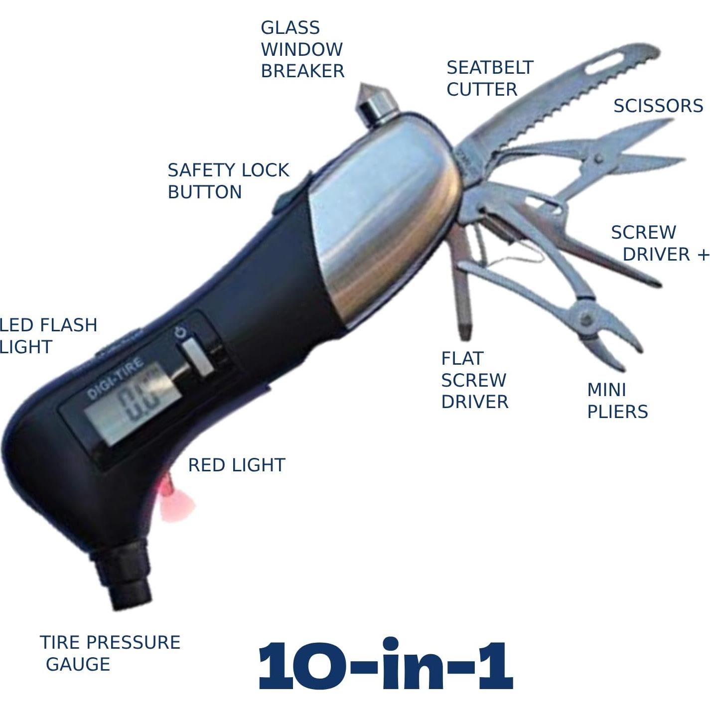 Medidor de Presión de Neumáticos Digital 10-en-1 AG Trade