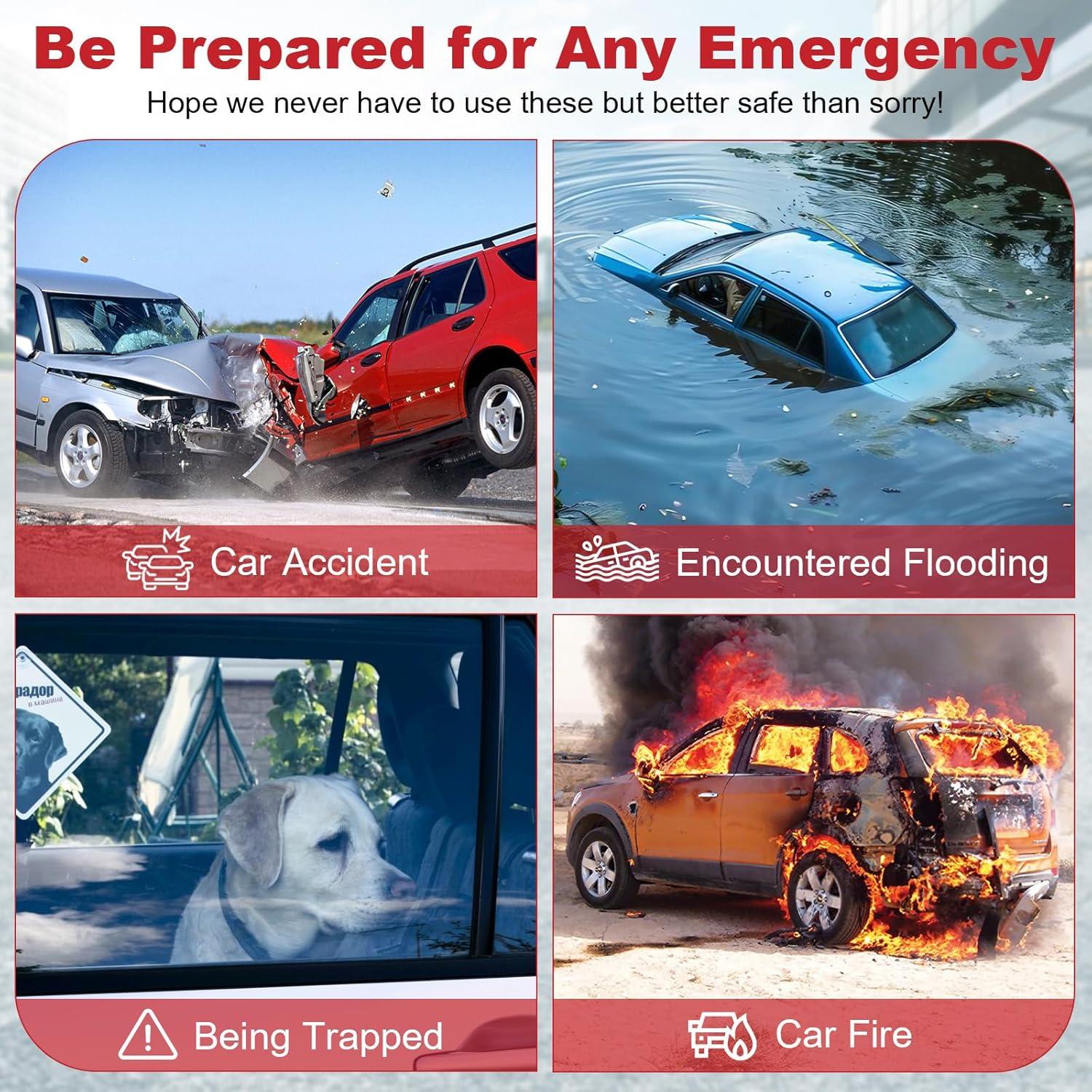 PIFOOG 6 Piezas Rompedor de Ventanas y Cortador de Cinturón 2 en 1