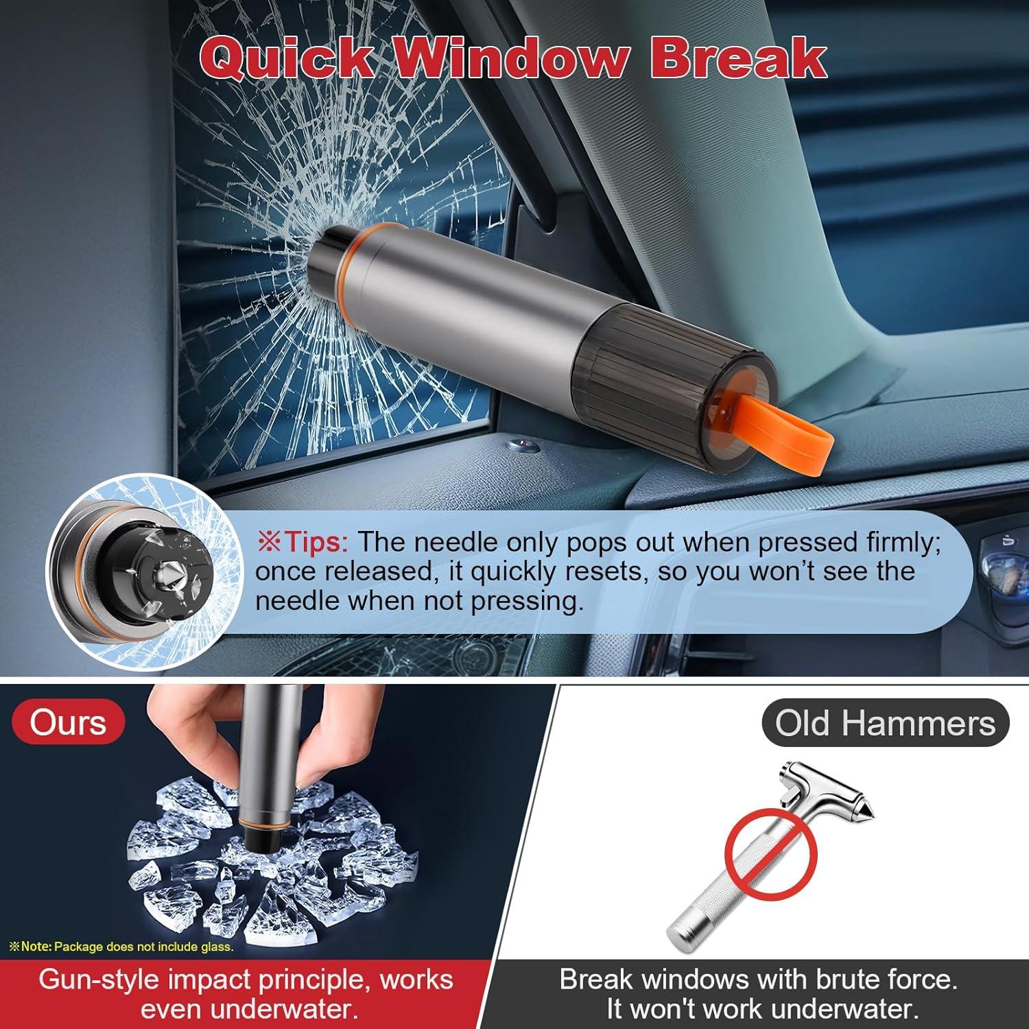 PIFOOG 6 Piezas Rompedor de Ventanas y Cortador de Cinturón 2 en 1