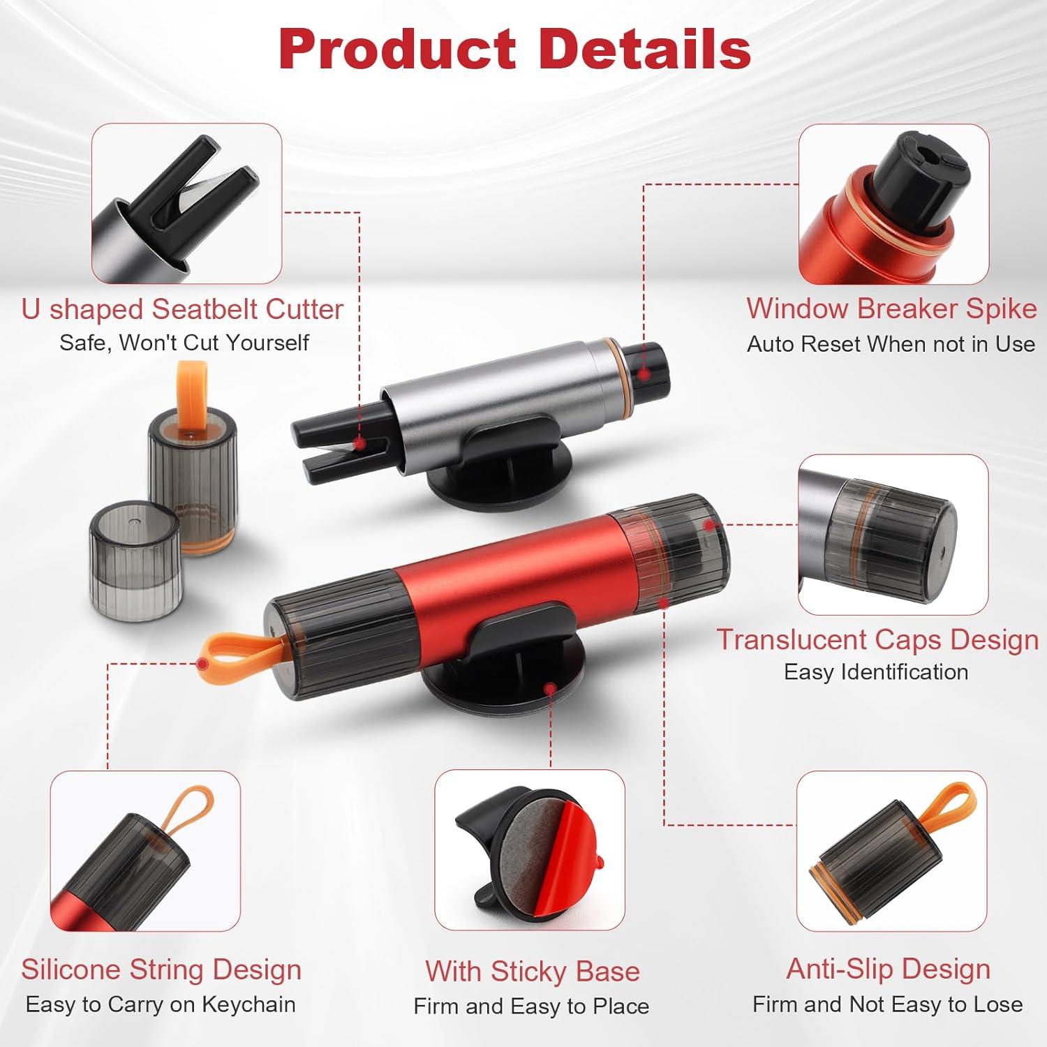PIFOOG 6 Piezas Rompedor de Ventanas y Cortador de Cinturón 2 en 1