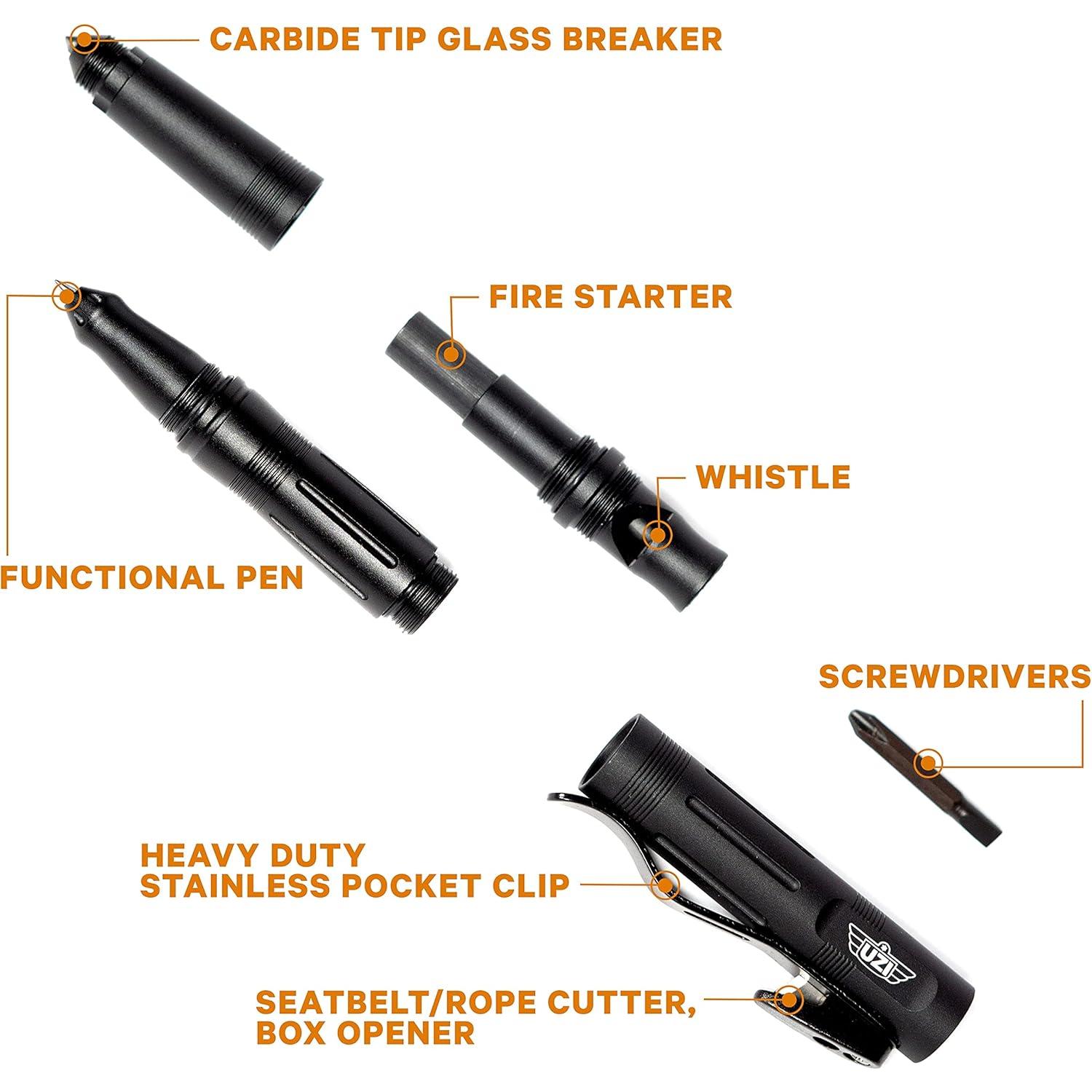 Bolígrafo Táctico Uzi UZITP10BK con Destornillador y Encendedor