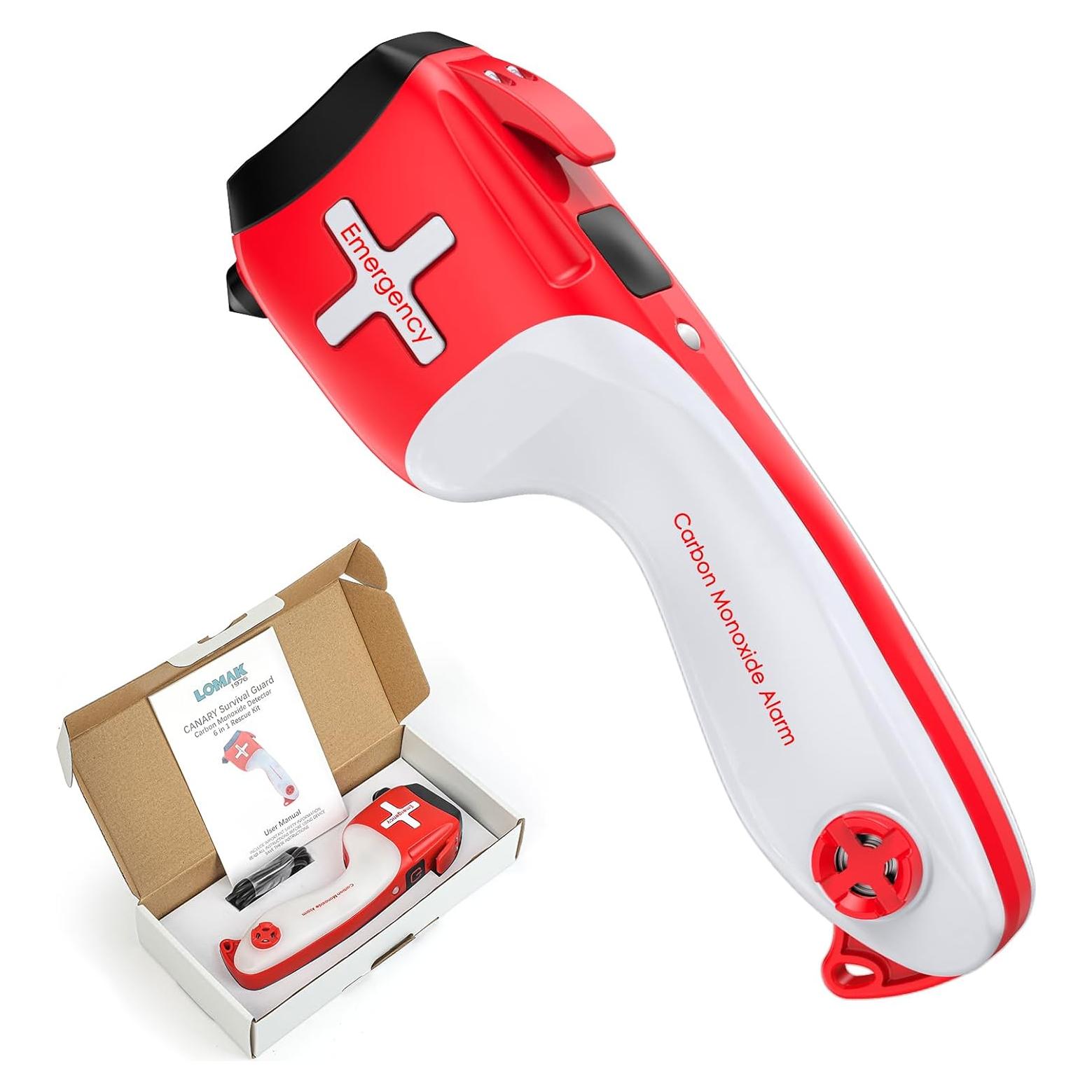 Kit de Rescate 6-en-1 LomakGlow con Detector de CO y Linterna