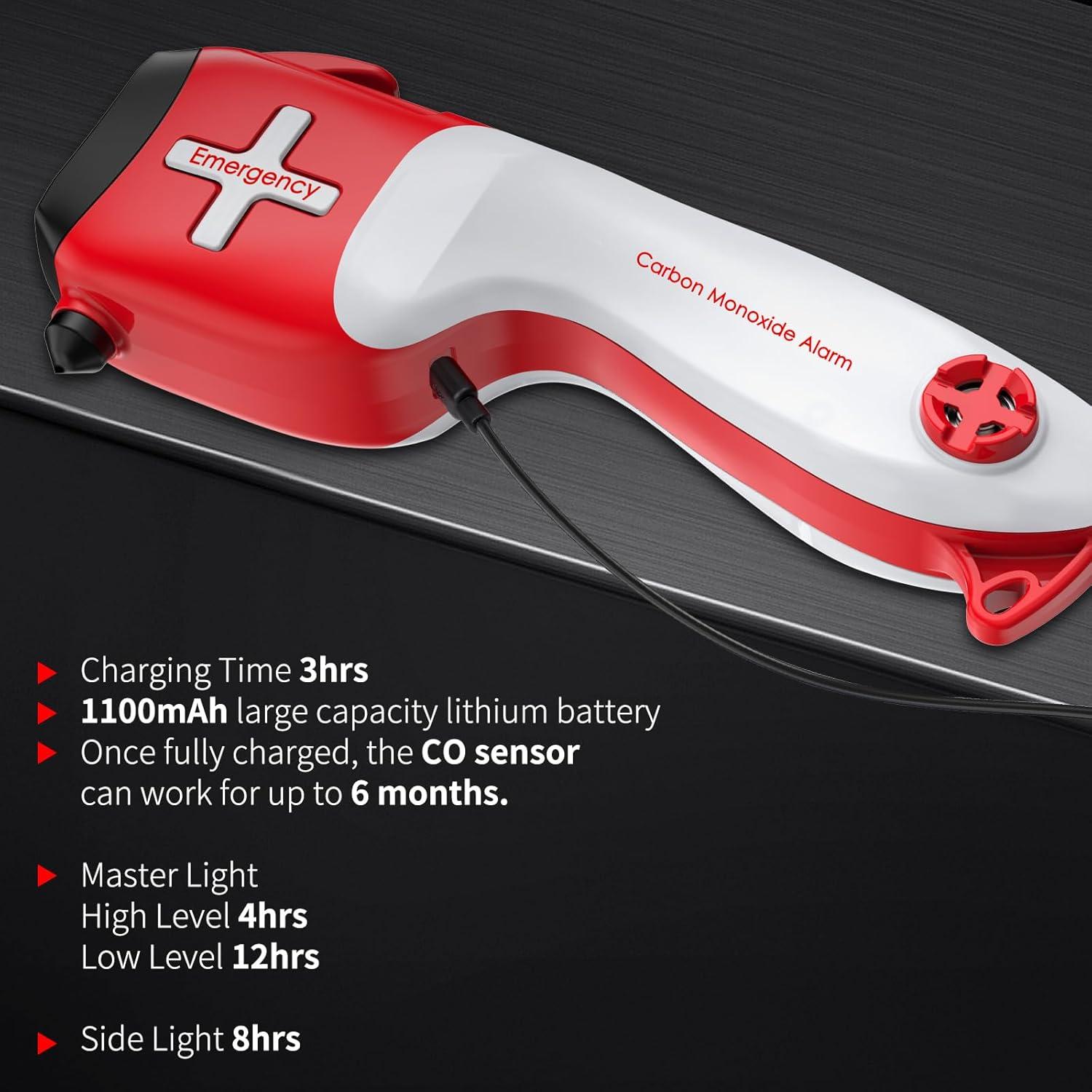 Kit de Rescate 6-en-1 LomakGlow con Detector de CO y Linterna