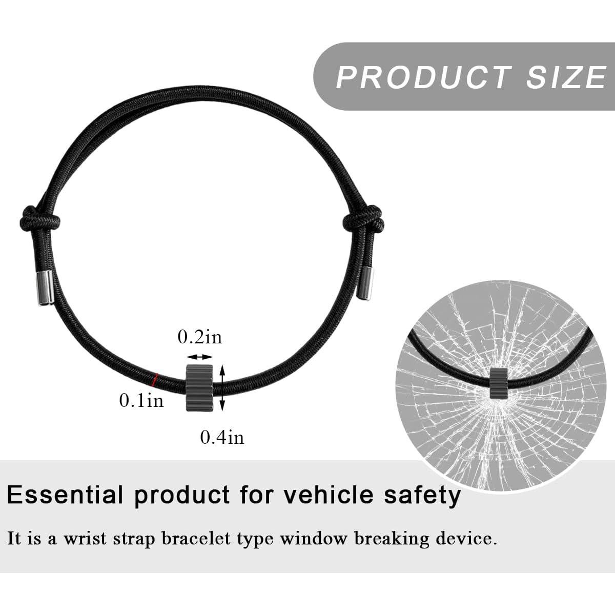 Rompeventanas de Coche en Pulsera Wevdn - Negro, Escape Rápido