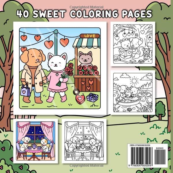 Valentine Cuties: Sweet Coloring Book: Cute and Cozy Valentine's Day Animals Coloring Book For Adults And Teens, Fun Hygge Vibes for Relaxation And Stress Relief