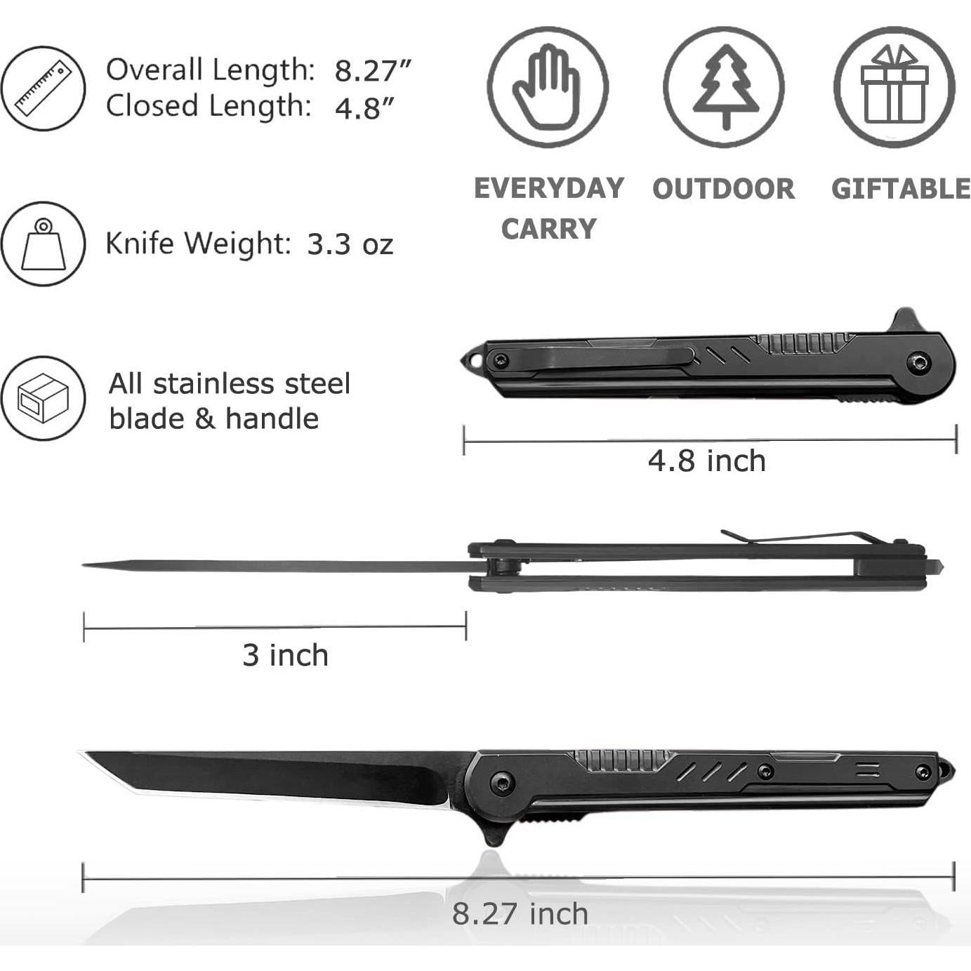 Cuchillo de bolsillo CABUGE EDC Plegable 20.3 cm Acero Inoxidable