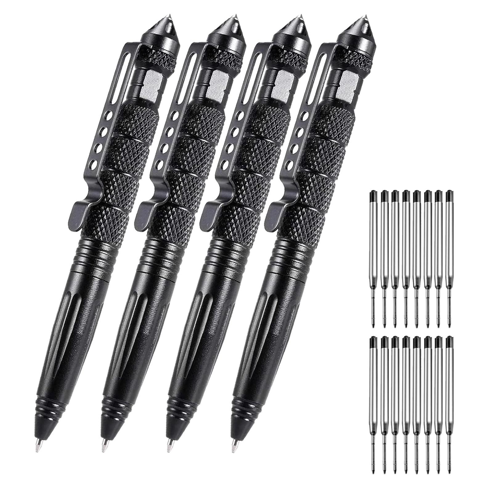 Conjunto de 4 bolígrafos tácticos OIJ con rompevidrios y 16 recargas