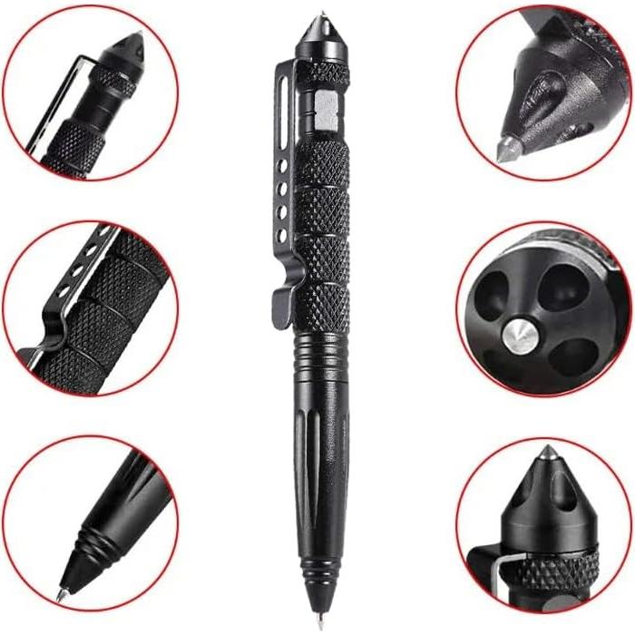 Conjunto de 4 bolígrafos tácticos OIJ con rompevidrios y 16 recargas