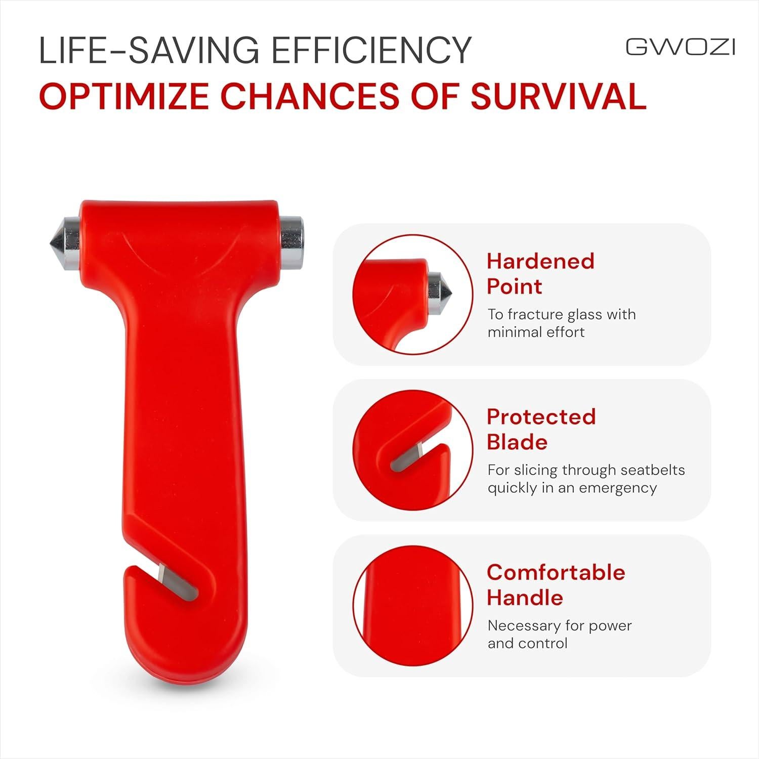 Cortador de Cinturón de Seguridad y Rompedor de Ventanas GWOZI 2-en-1