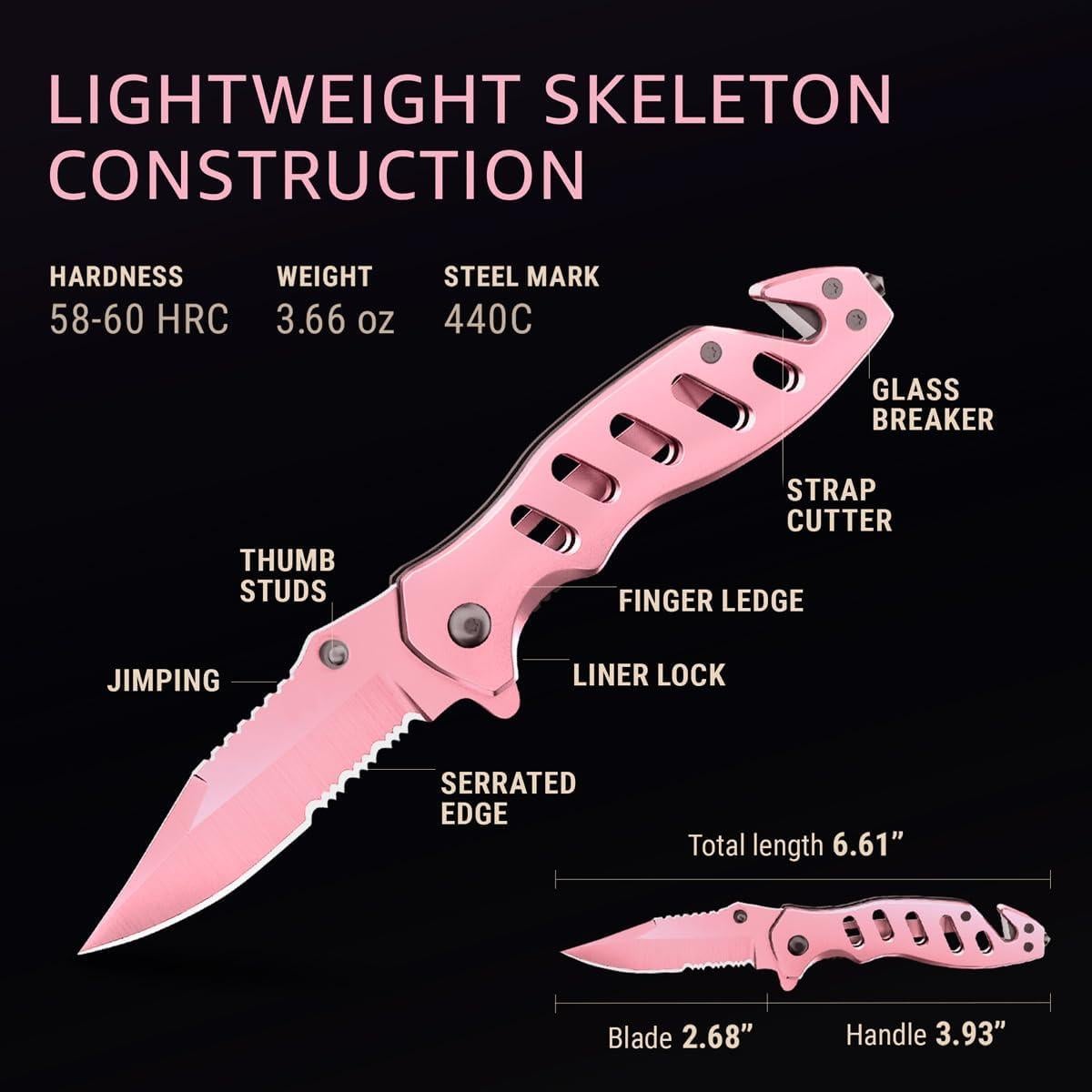 Cuchillo de bolsillo rosa BUEN TRABAJADOR 6.8 cm EDC
