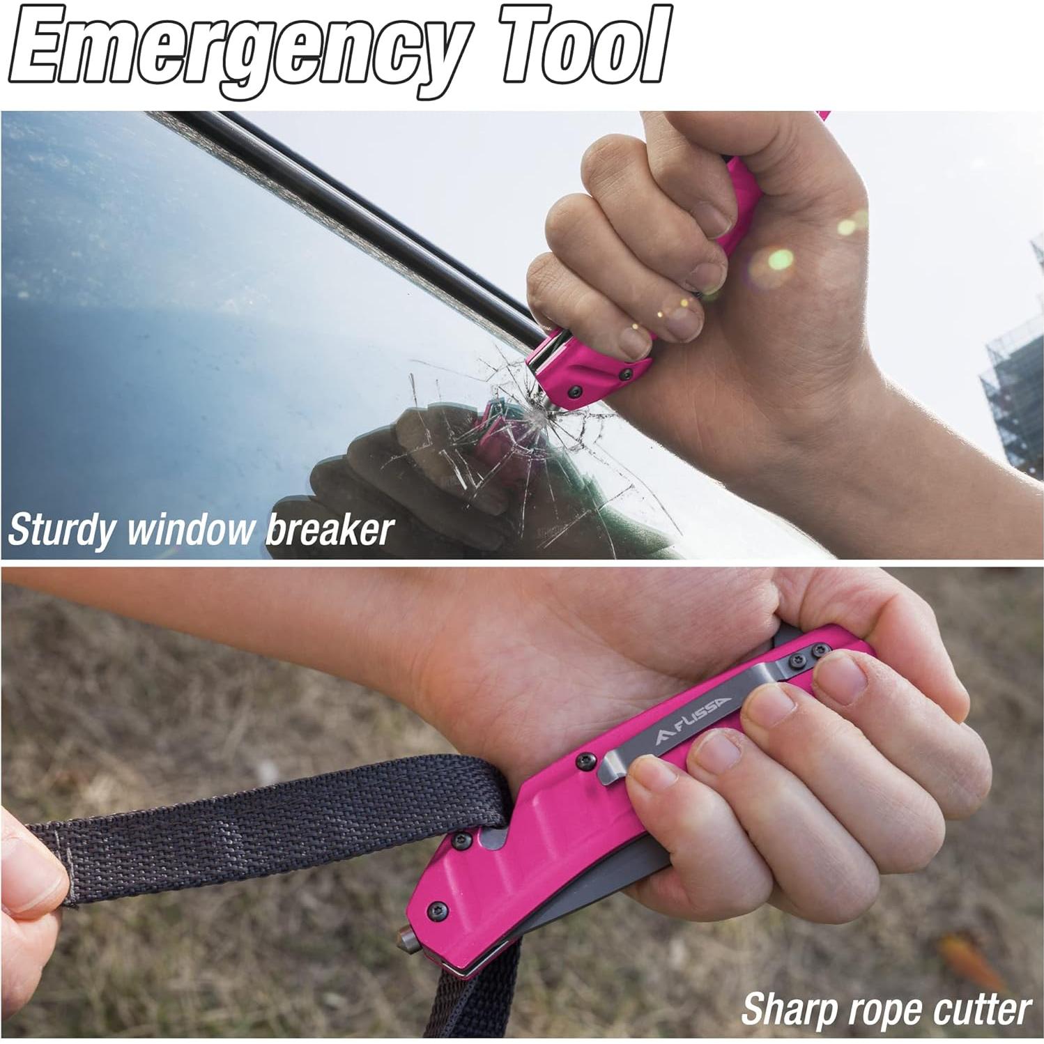 Cuchillo Plegable FLISSA Rosa con Hoja Tanto y Bloqueo