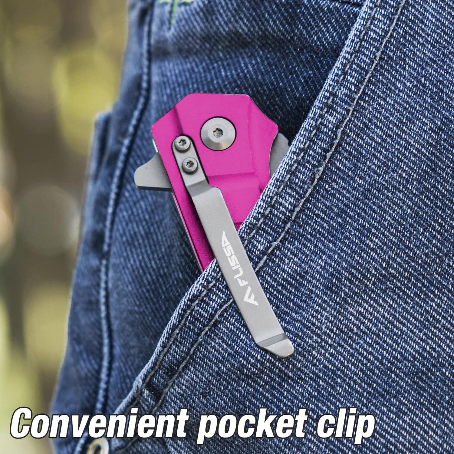 Cuchillo Plegable FLISSA Rosa con Hoja Tanto y Bloqueo