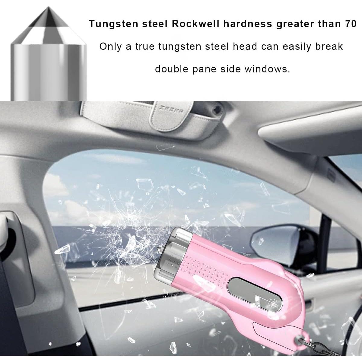 Rompe Ventanas de Coche Wevdn con Cuchilla de Acero Inoxidable Rosa