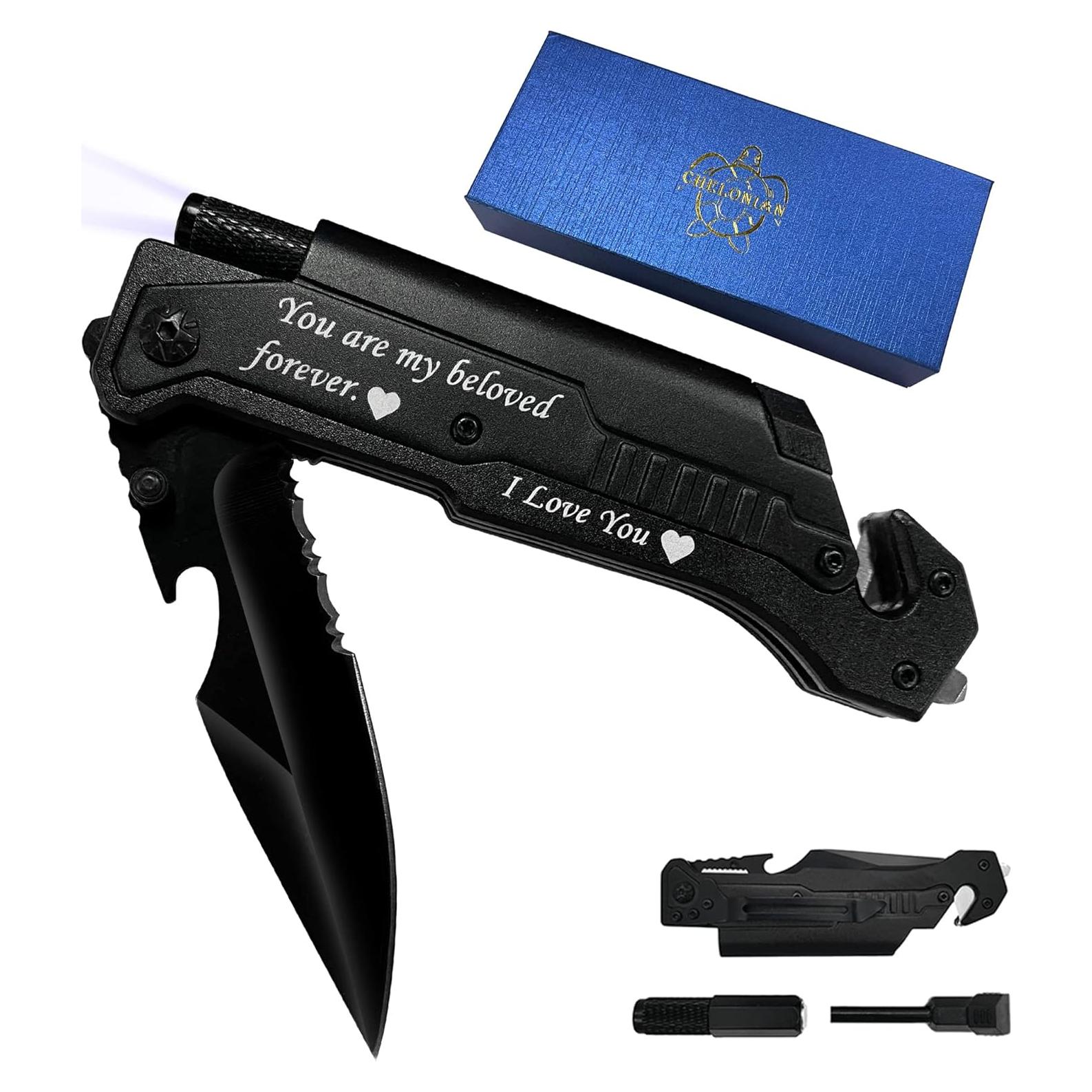 Cuchillo Plegable Táctico CHELONIAN 6-en-1 con Luz LED