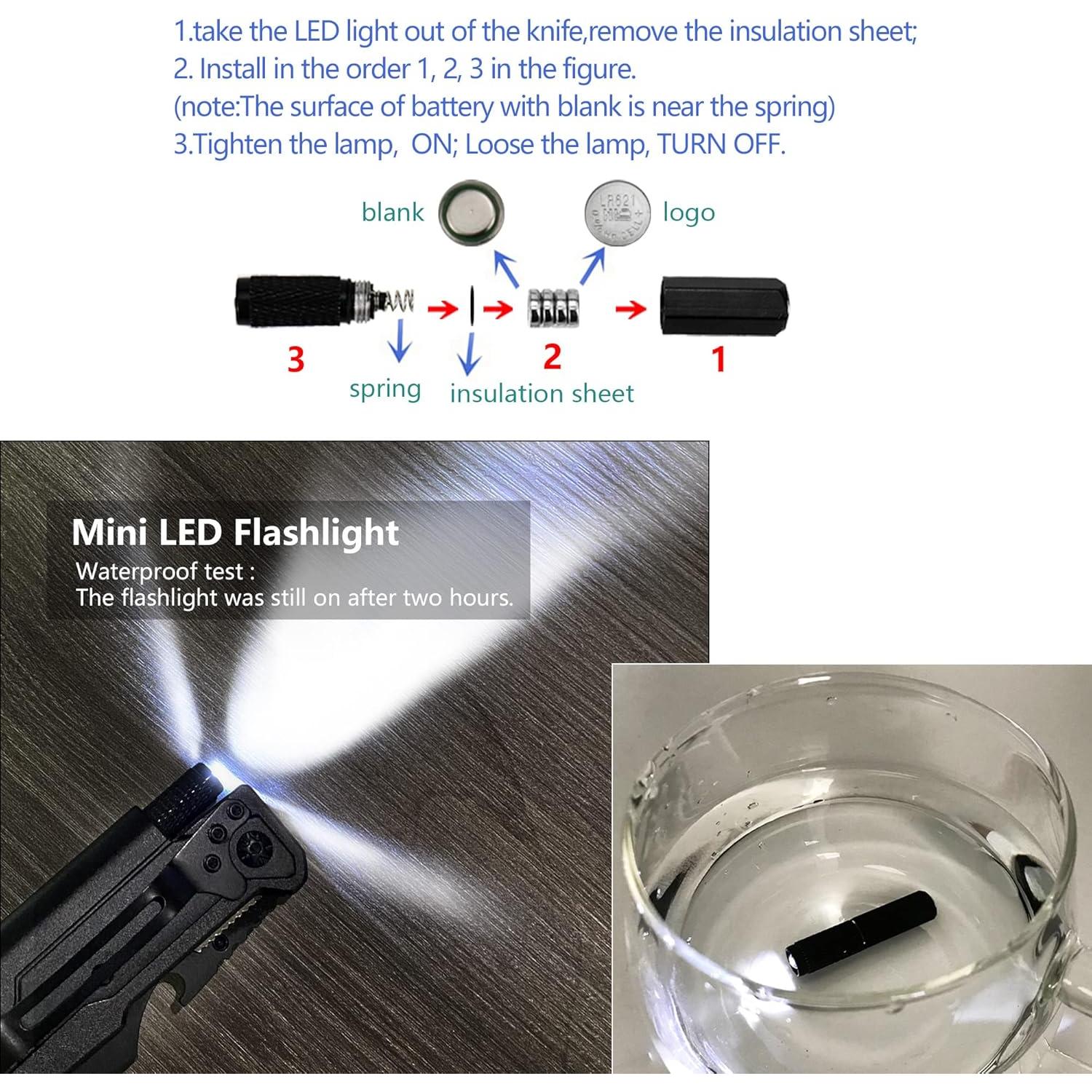 Cuchillo Plegable Táctico CHELONIAN 6-en-1 con Luz LED