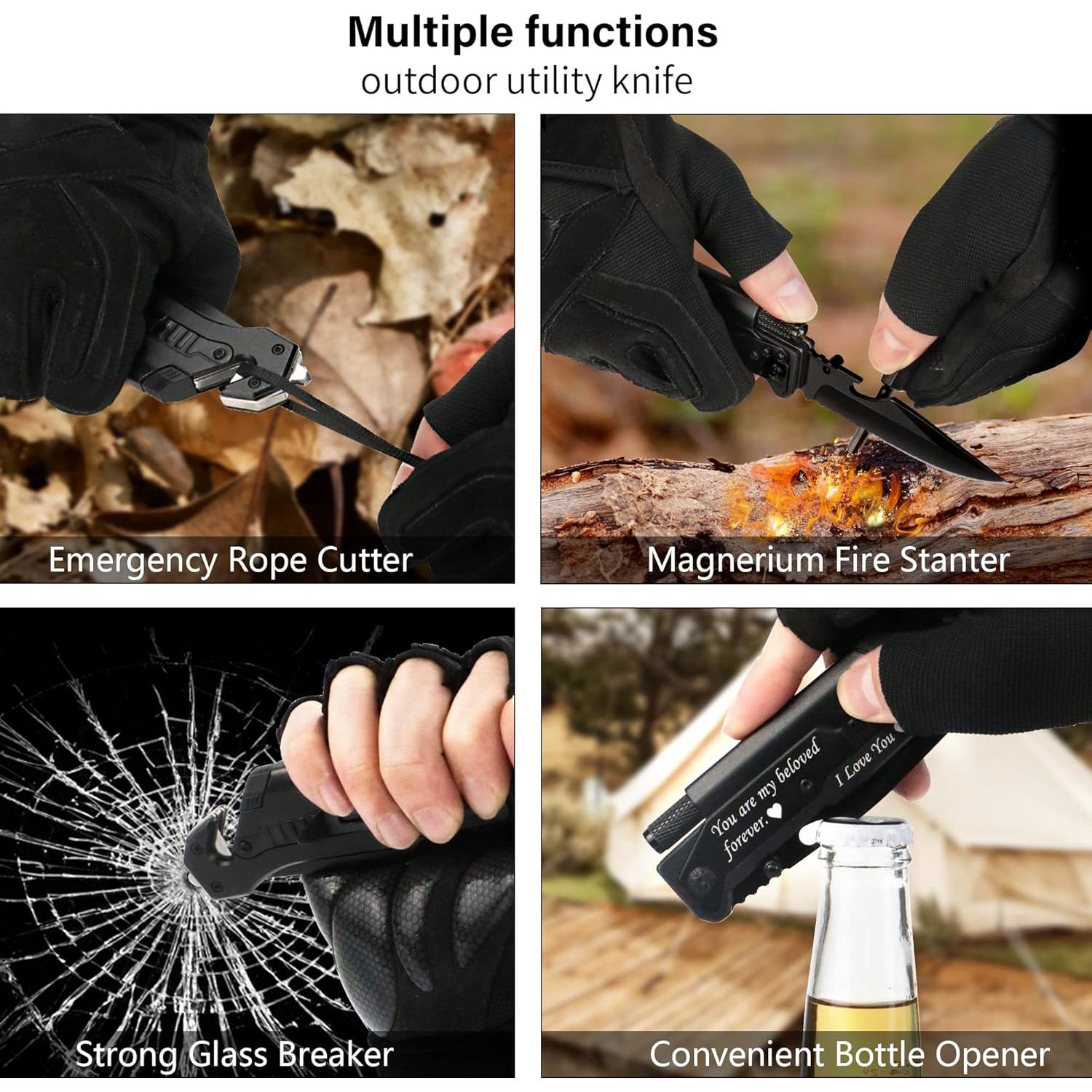 Cuchillo Plegable Táctico CHELONIAN 6-en-1 con Luz LED