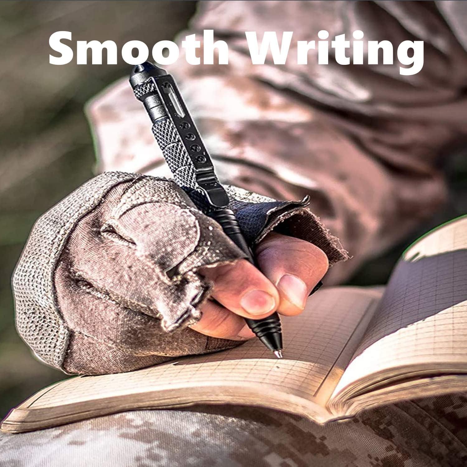 Bolígrafo Táctico RUISHYY con 3 Recargas Negras - Grado Militar