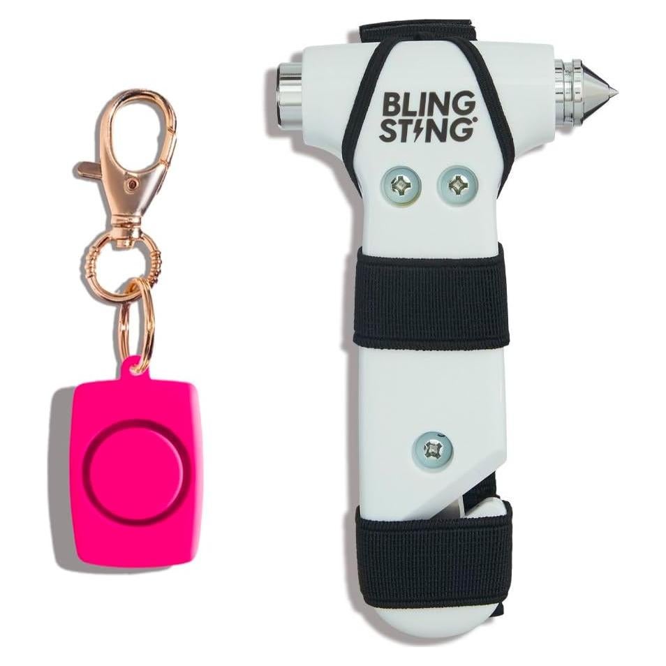 Dúo de Seguridad Rosa Blingsting: Sirena 125dB y Martillo Escape