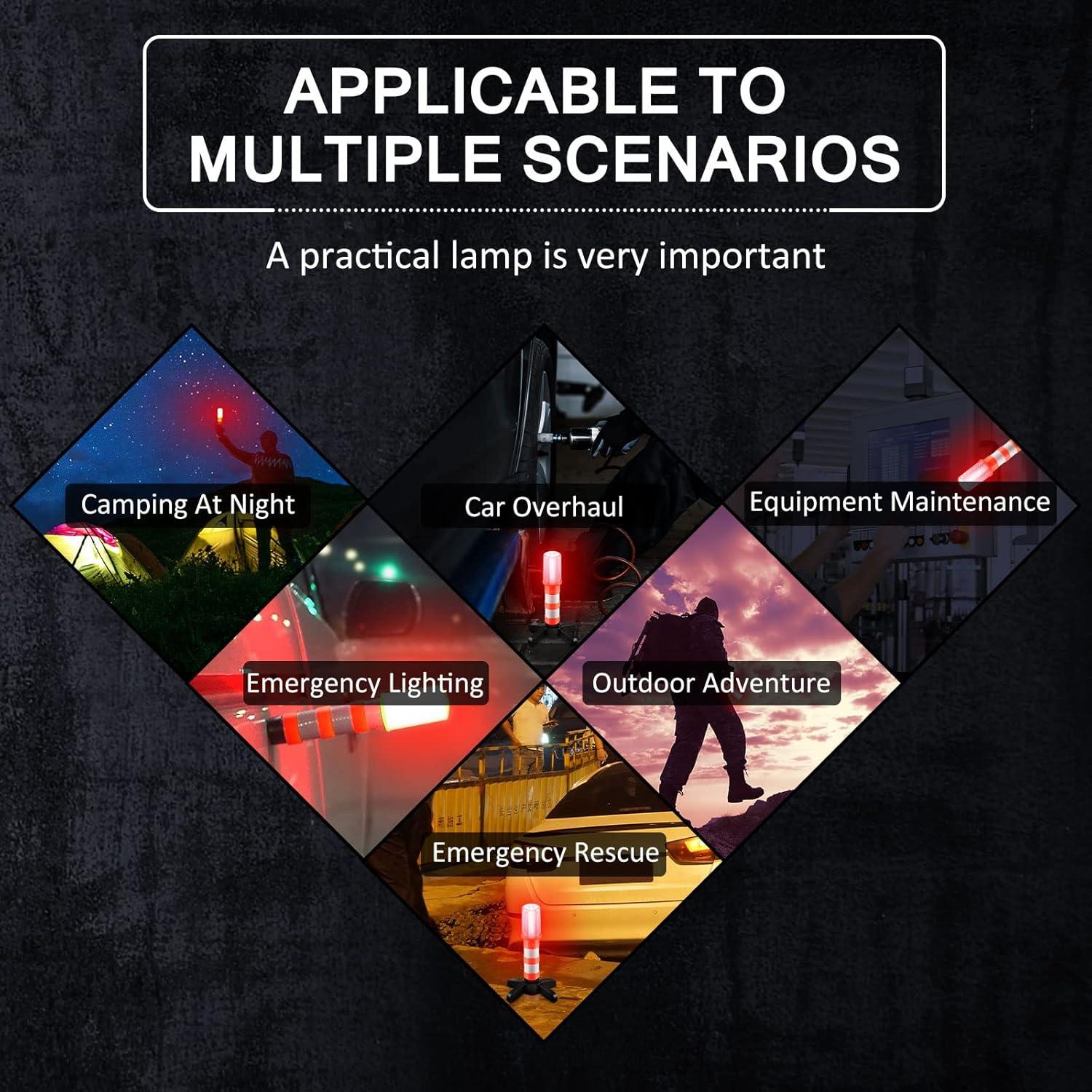 Kit de Bengalas LED de Emergencia OurLeeme, 2 Juegos, Naranja