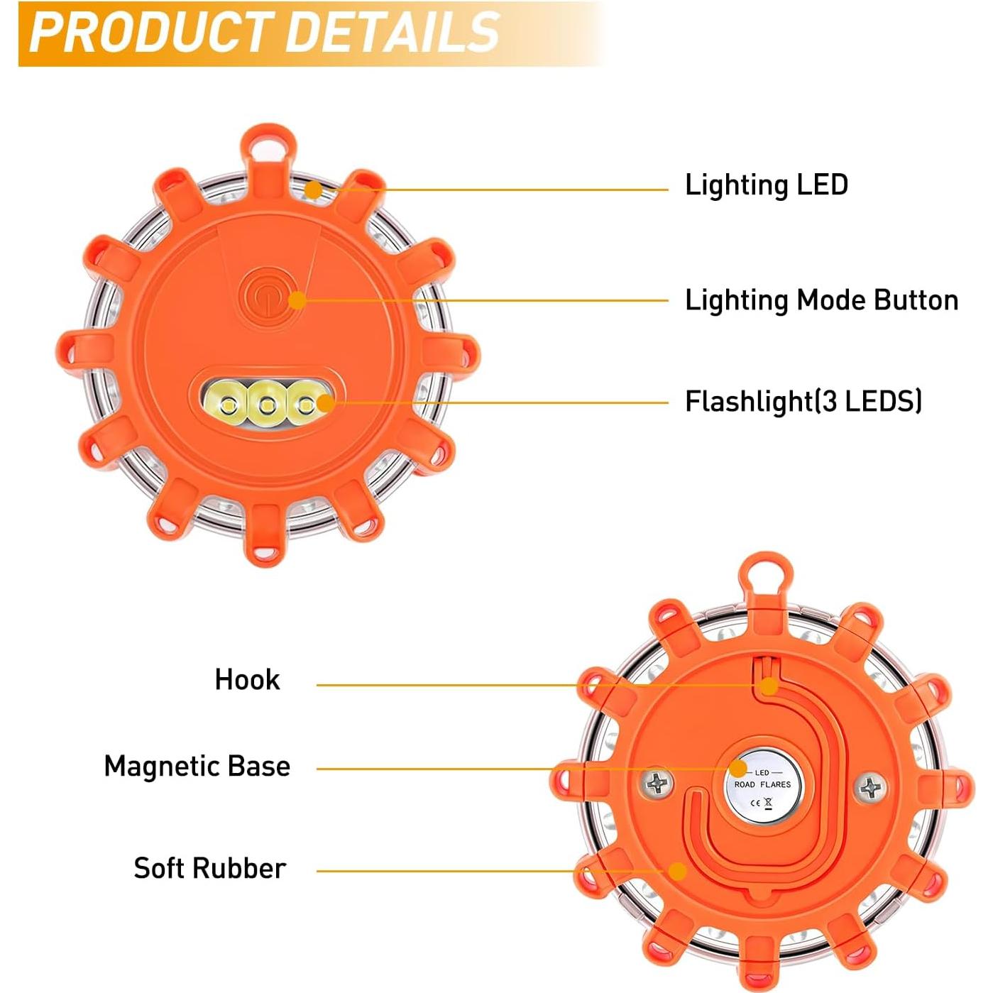 Luces de Emergencia LED Nilight 6 Pcs con Modos SOS y Base Magnética