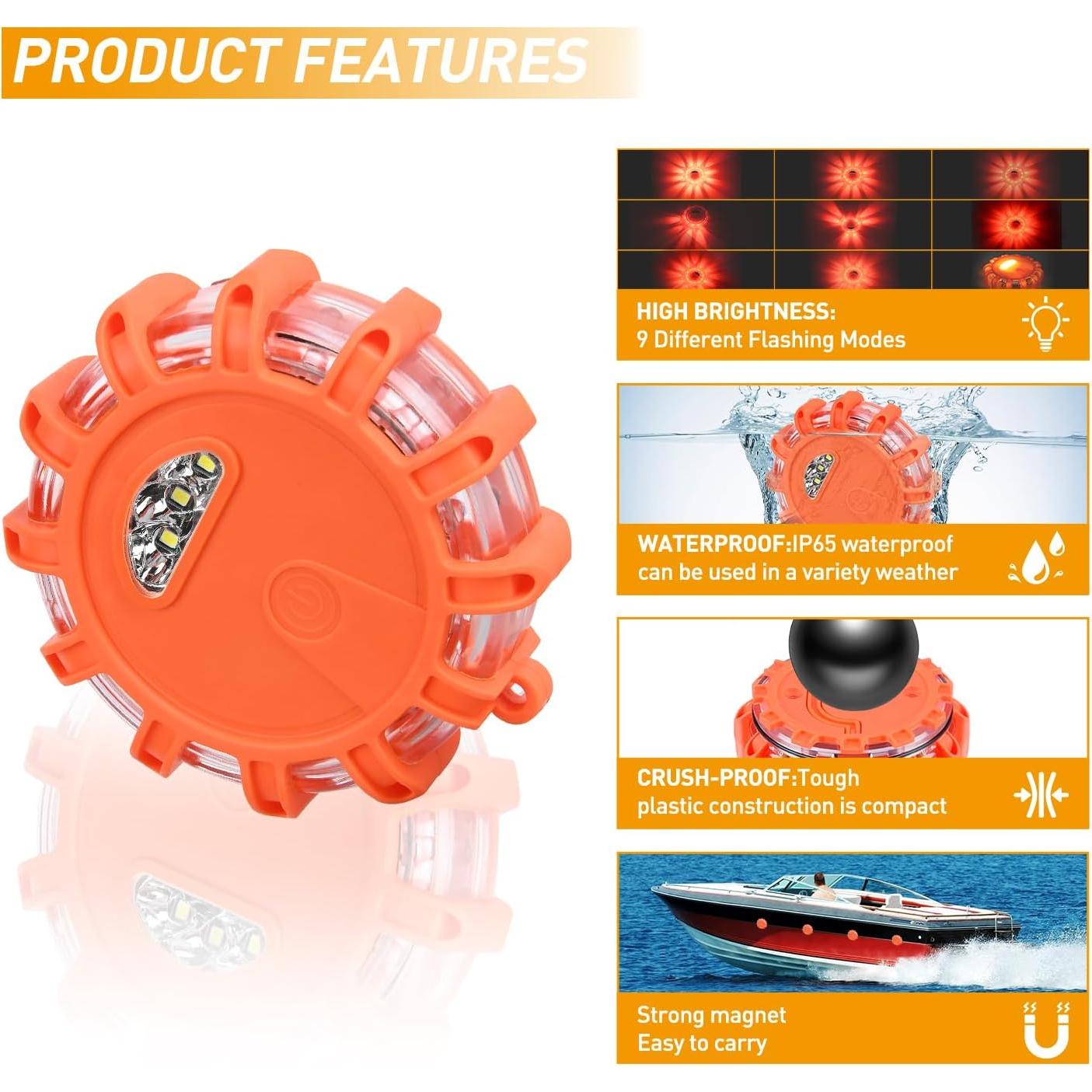 Luces de Emergencia LED Nilight 6 Pcs con Modos SOS y Base Magnética