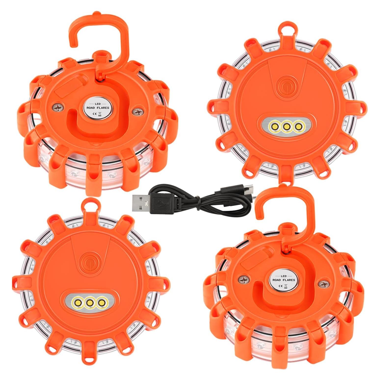 Luces de Emergencia VANCLE LED Recargables USB-C 4 Pcs Naranja