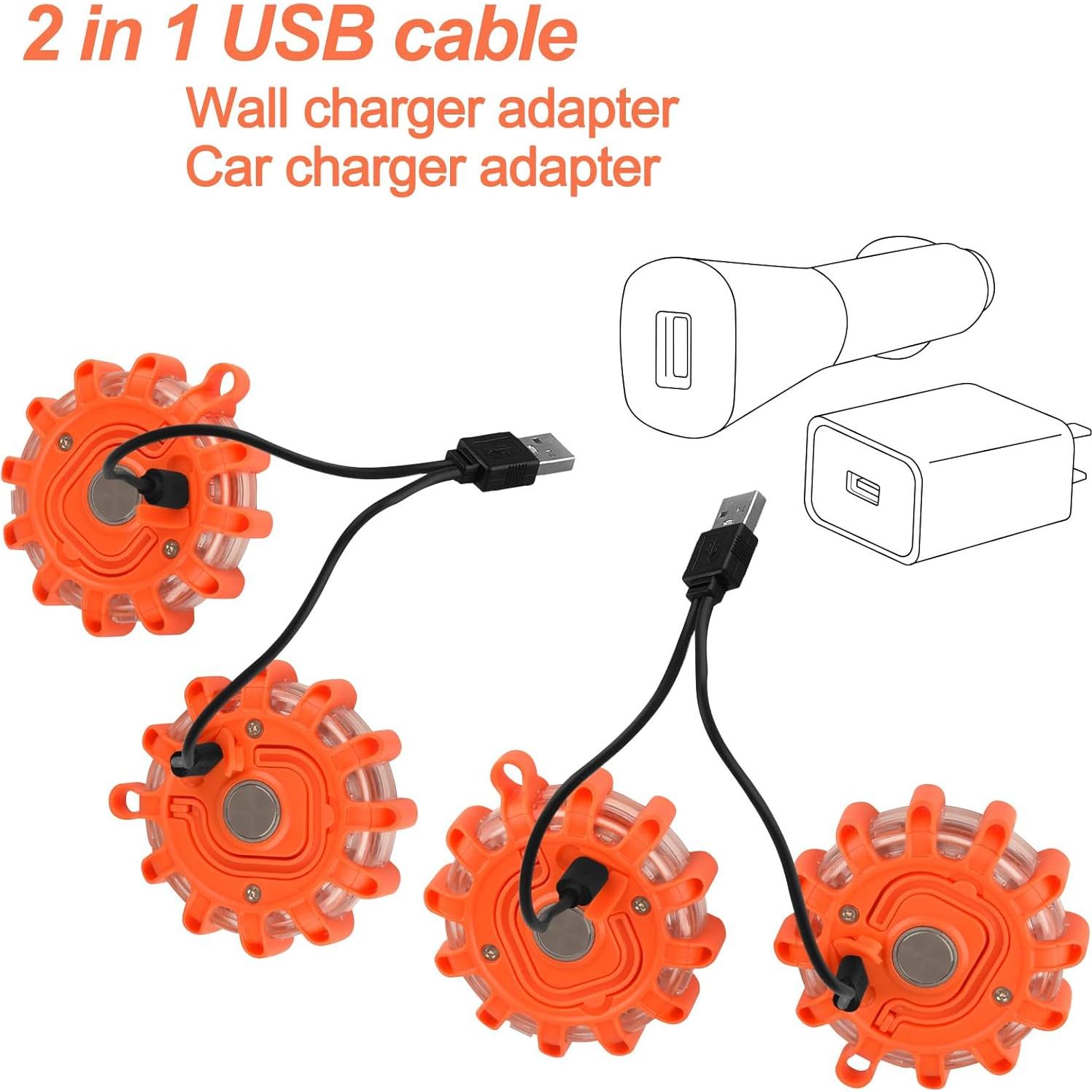 Luces de Emergencia VANCLE LED Recargables USB-C 4 Pcs Naranja